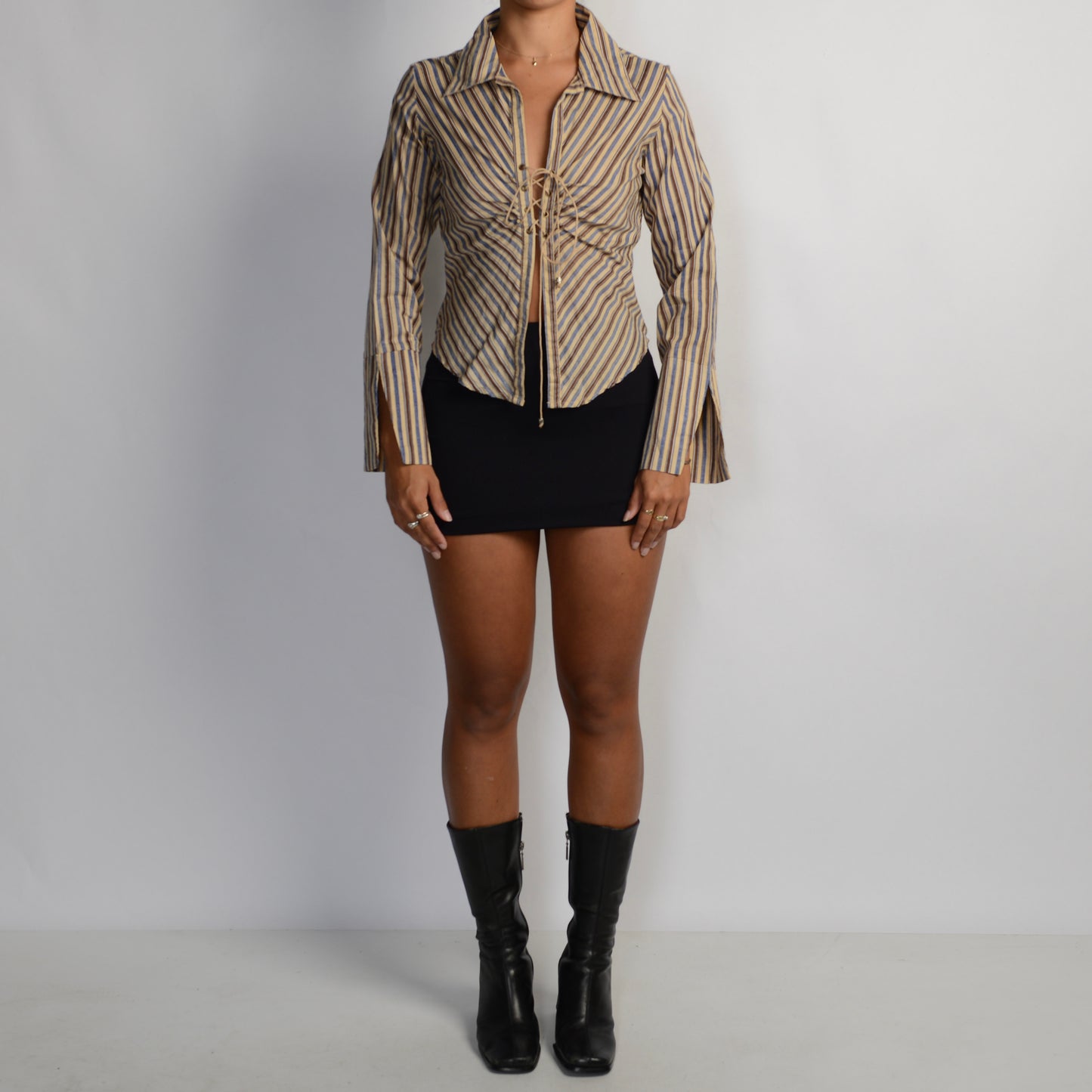 BROWN STRIPE BLOUSE