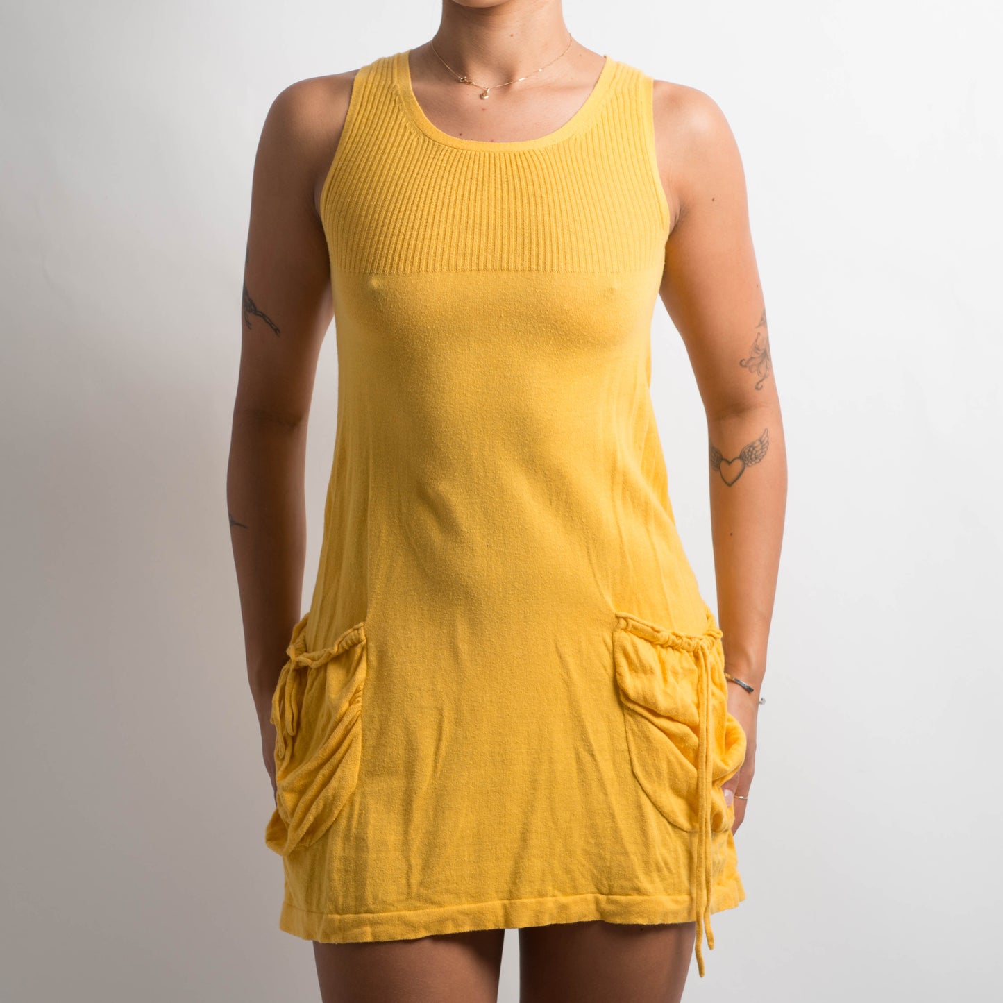 YELLOW KNIT MINI DRESS