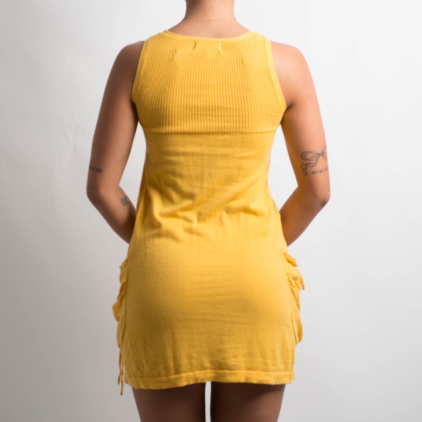 YELLOW KNIT MINI DRESS