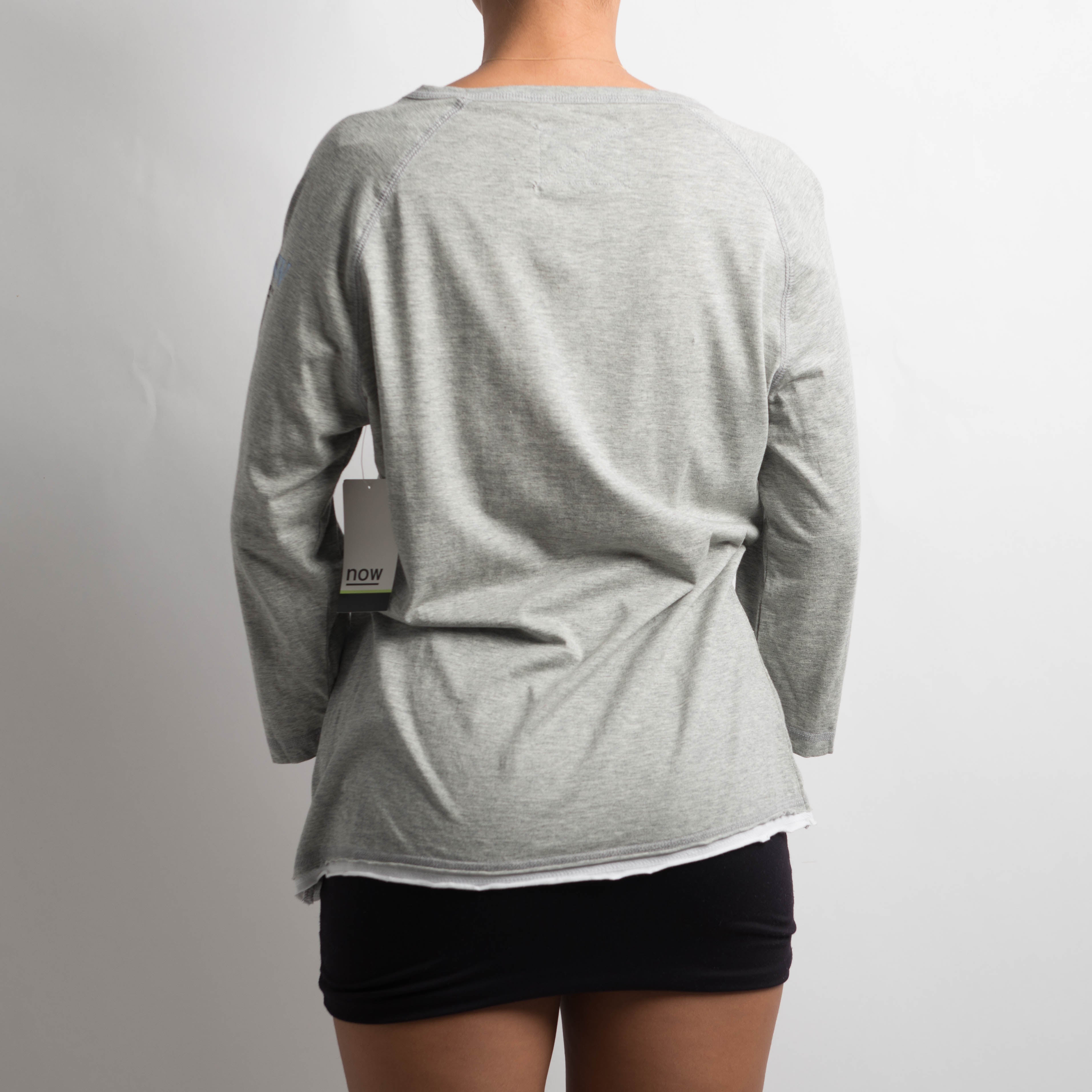 GREY LAYERED HENLEY SHIRT