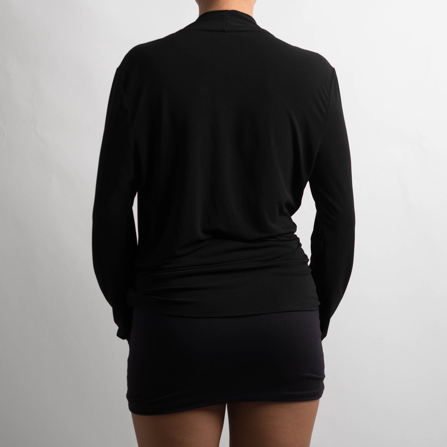 BLACK FAUX WRAP TOP