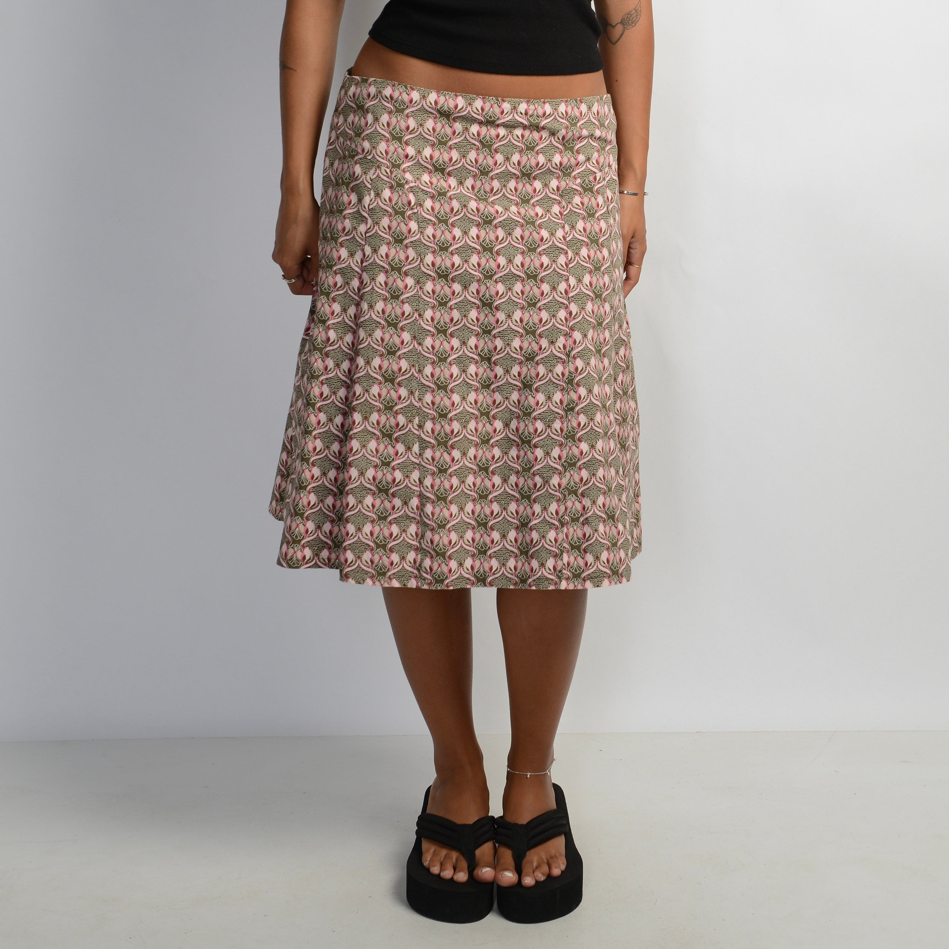 FLORAL A-LINE MIDI SKIRT