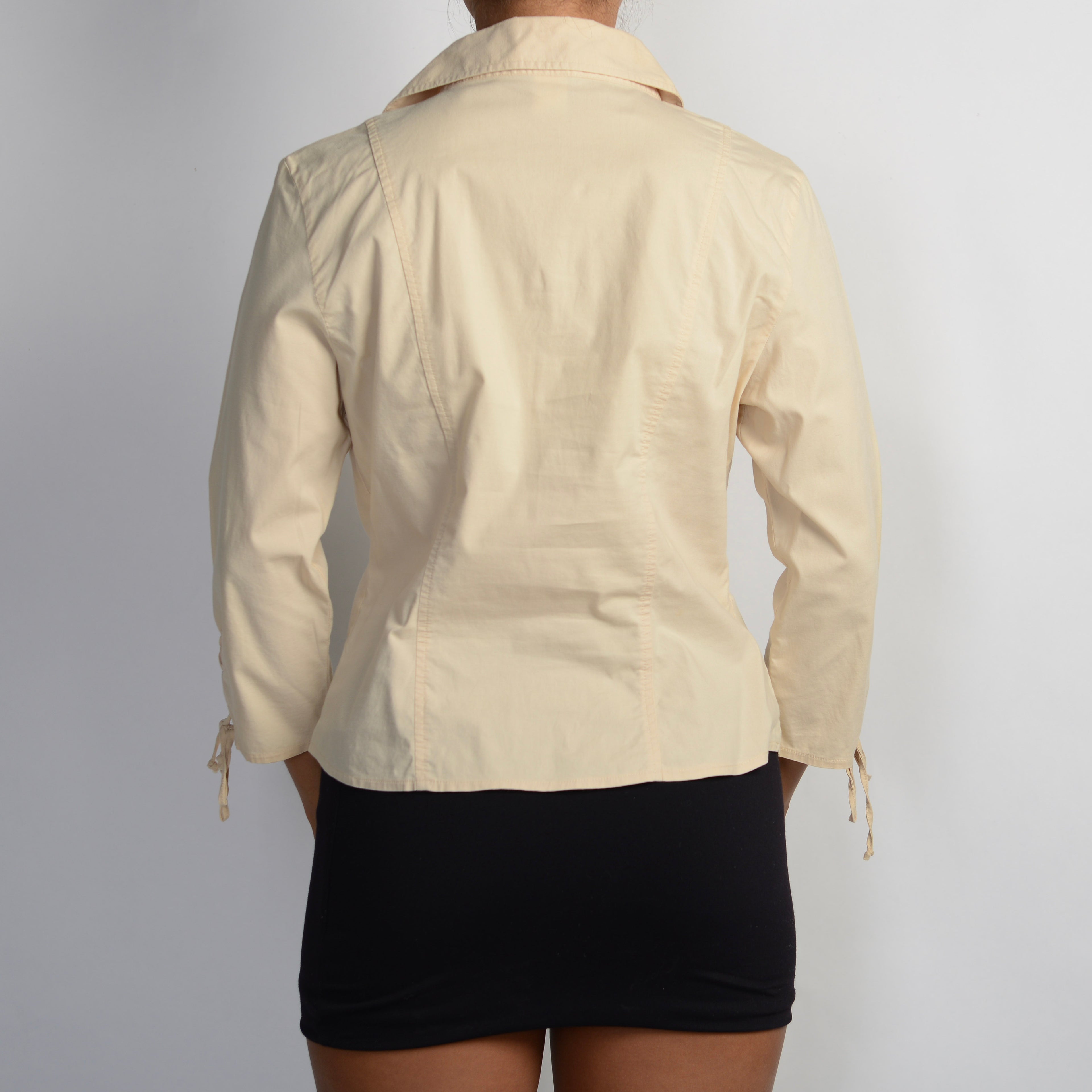 BEIGE LACE UP BLOUSE