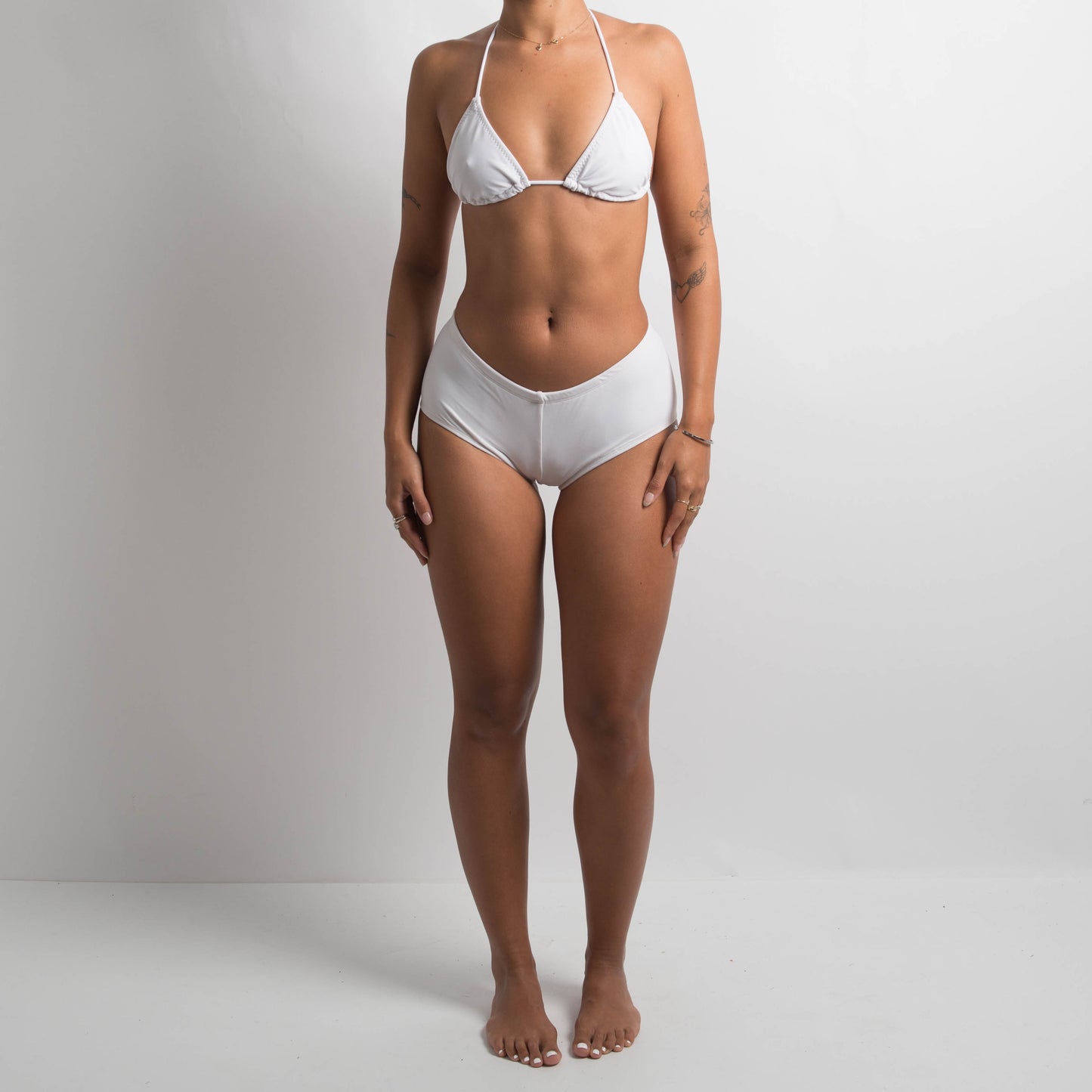 WHITE SWIM SHORTIES