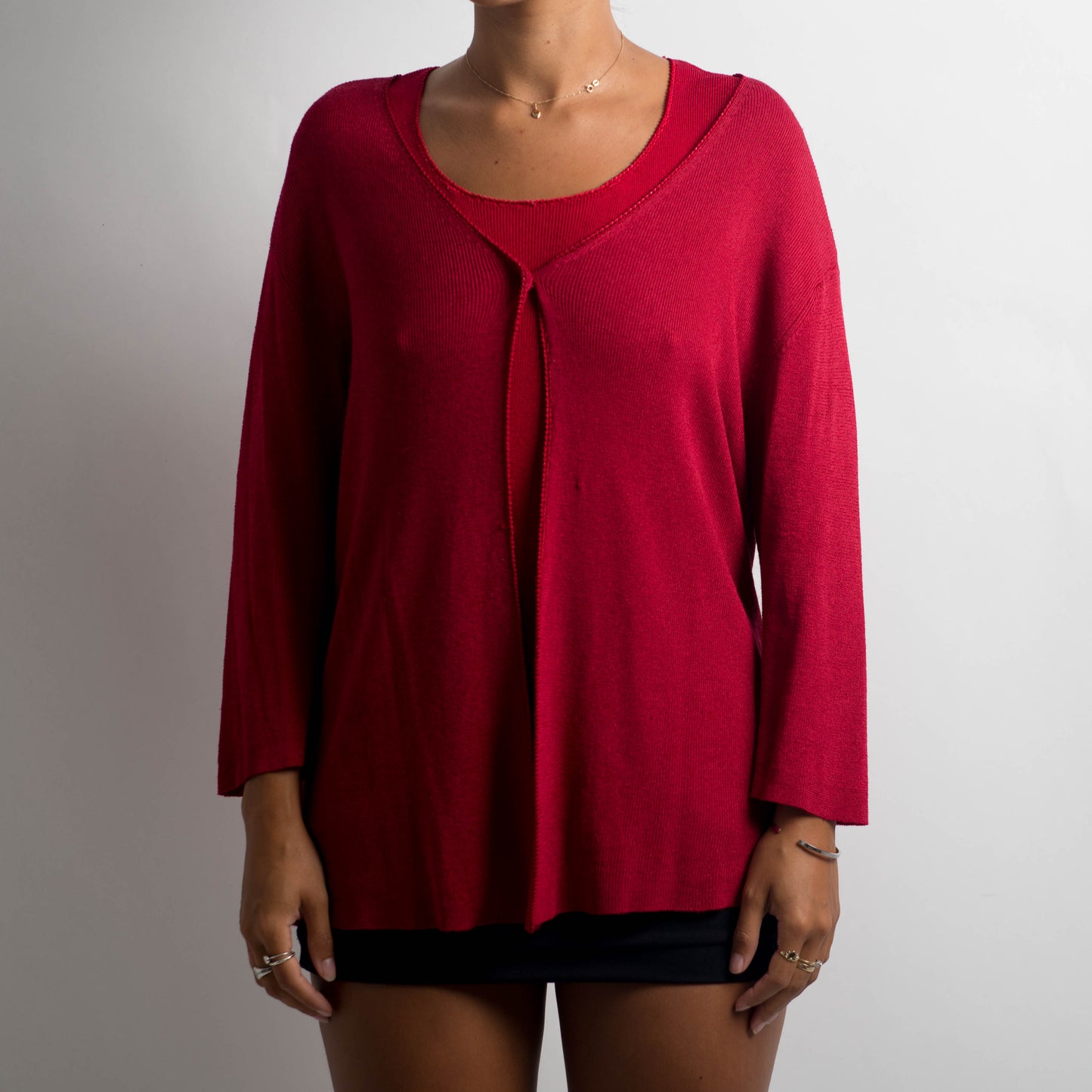 RED KNIT TWIN SET