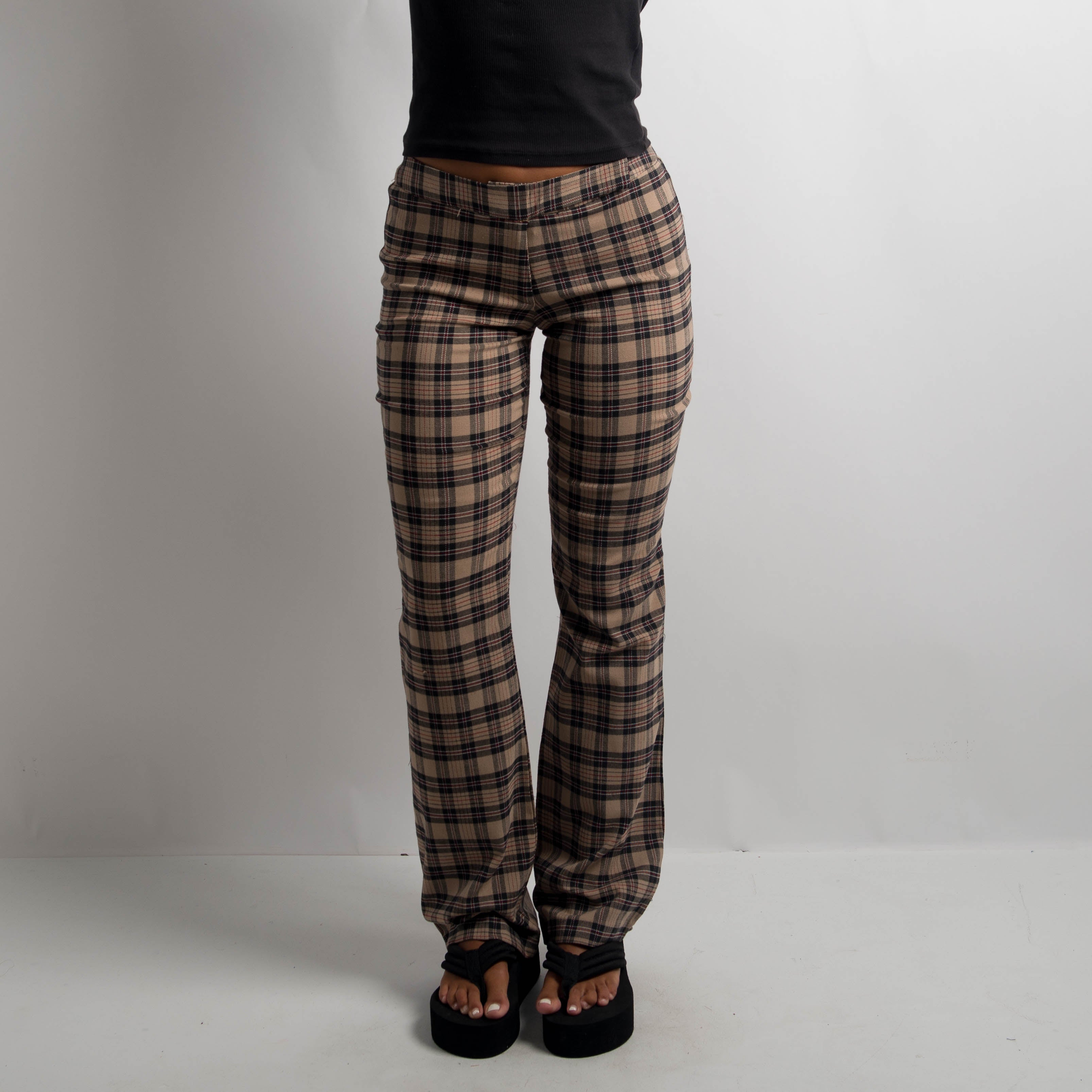 GINGHAM BOOTCUT TROUSERS