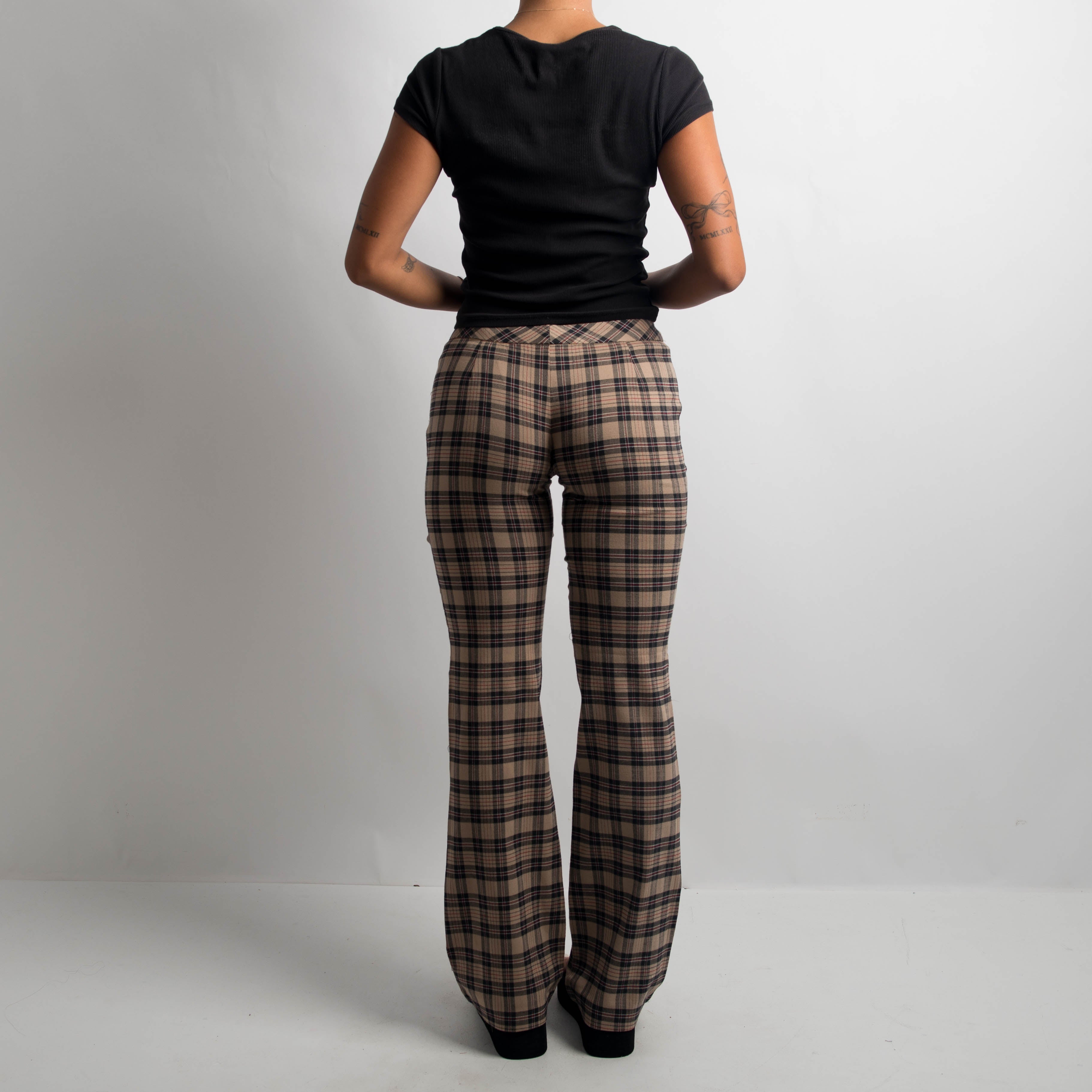 GINGHAM BOOTCUT TROUSERS