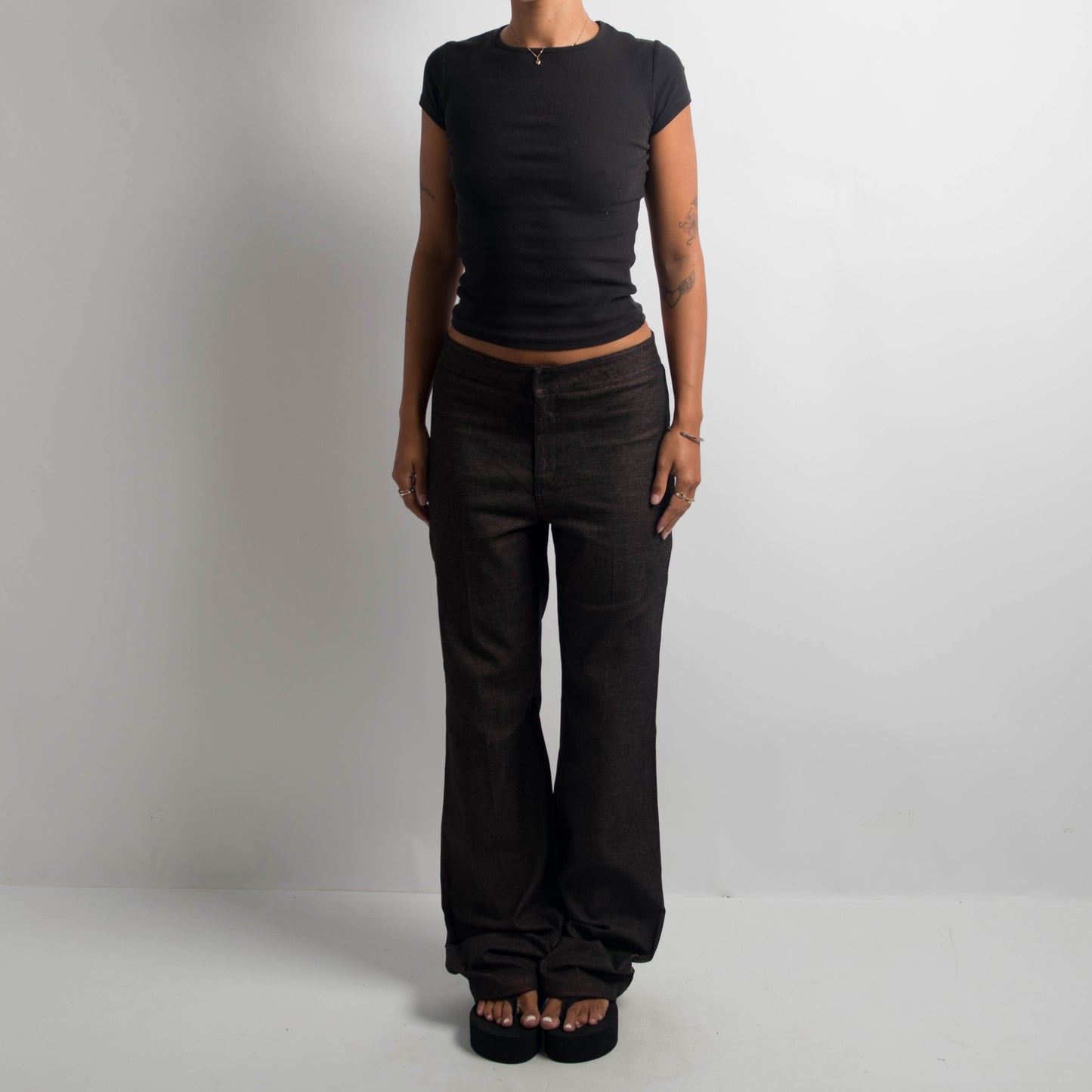 SUBTLE METALLIC BOOTCUT PANTS