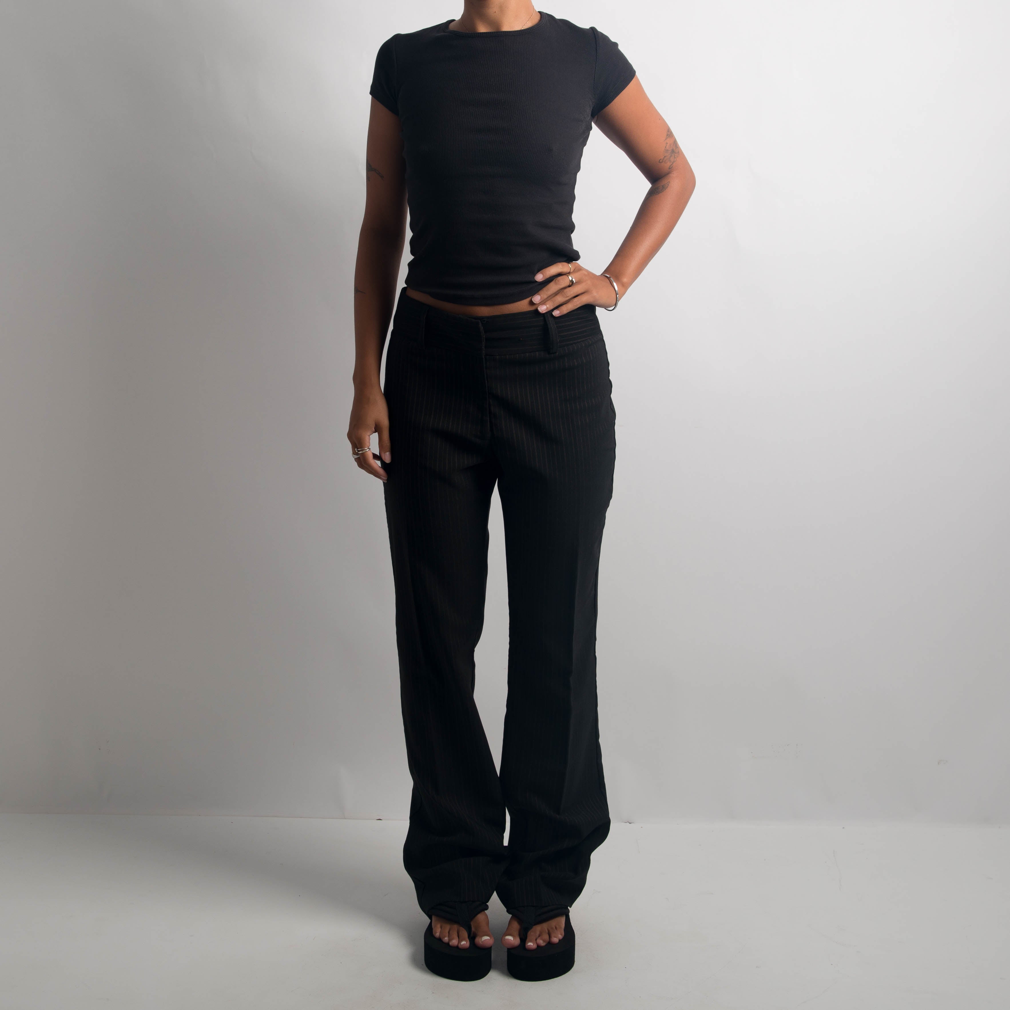 BLACK PINSTRIPE TROUSERS