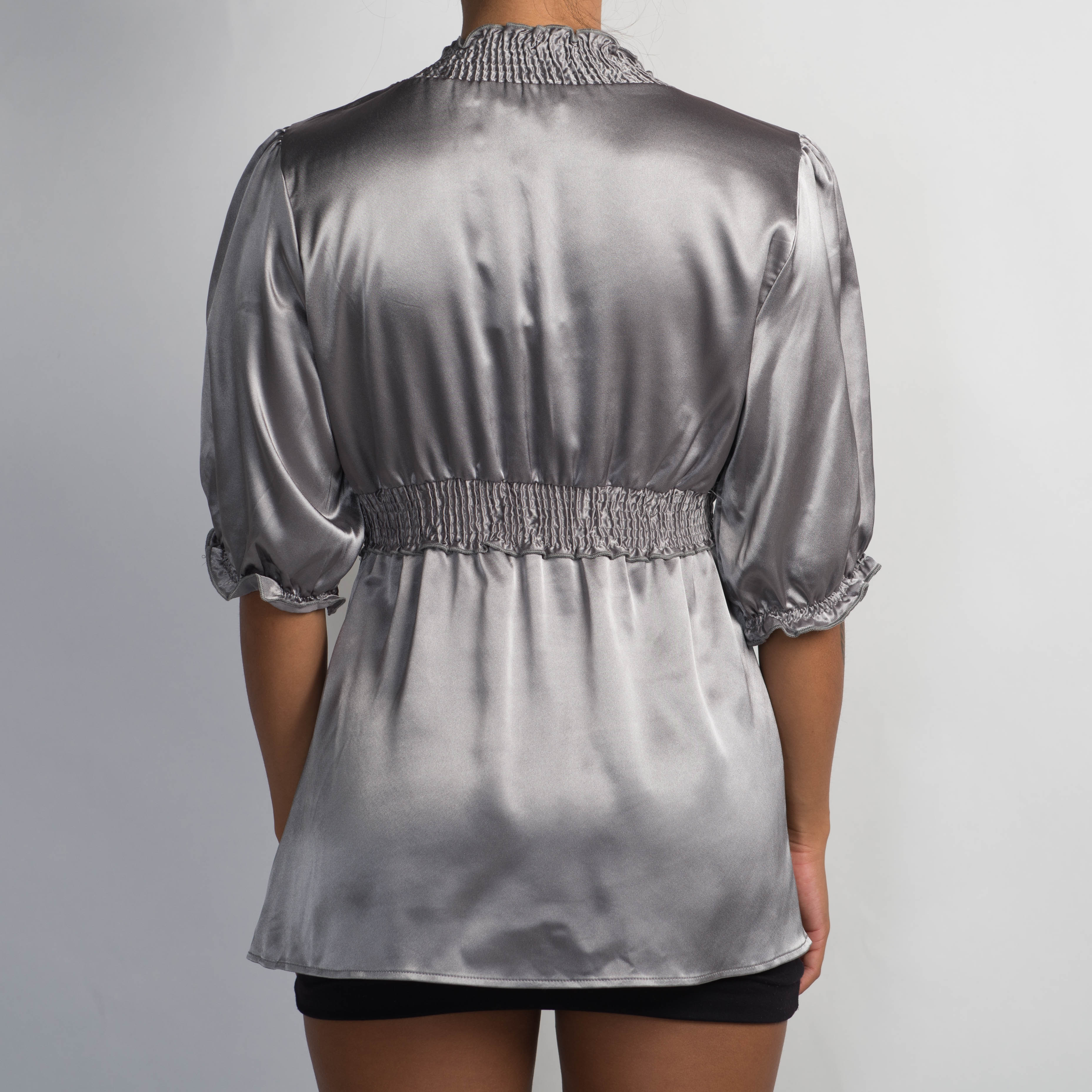 SILVER SATIN TOP