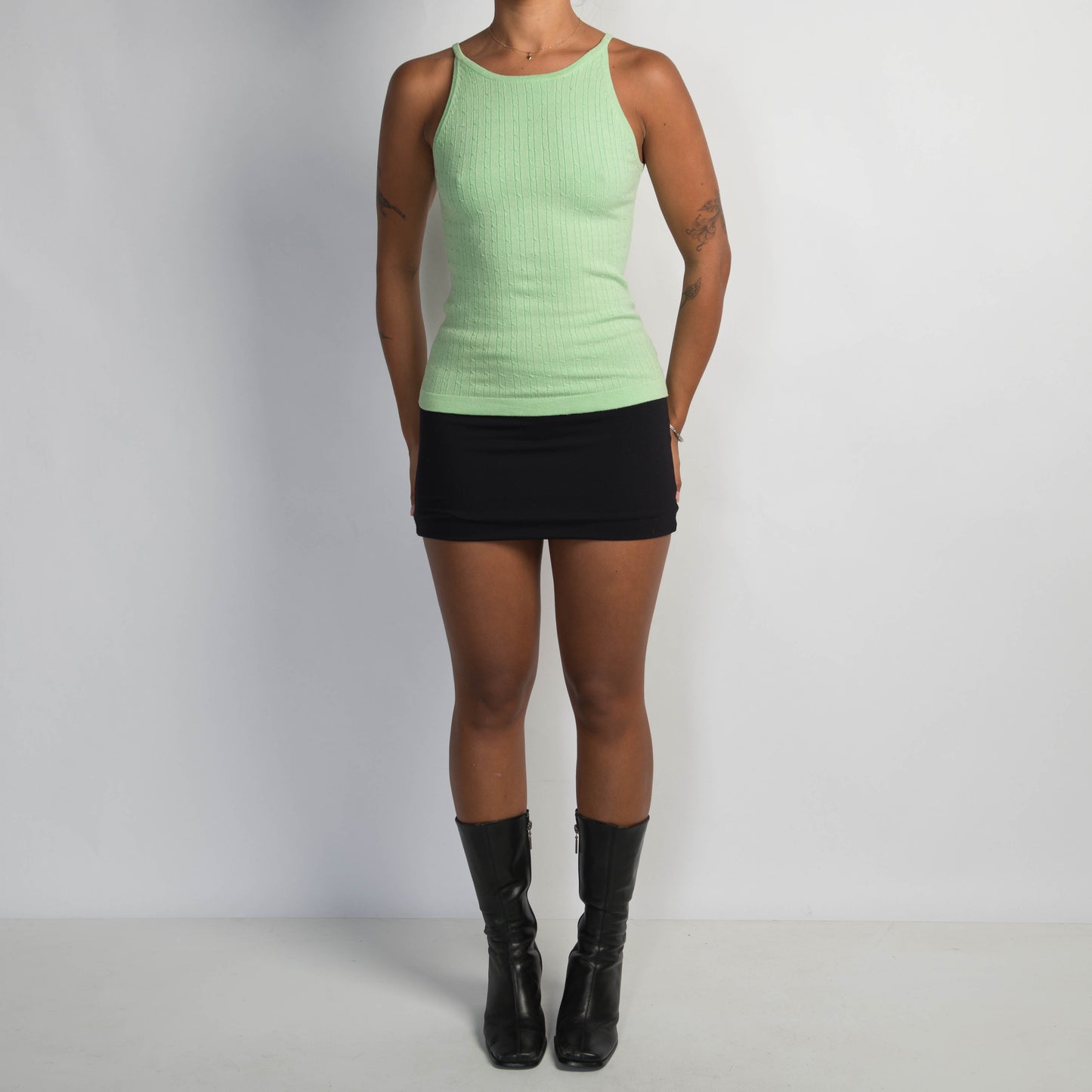 GREEN TEXTURED TANK TOP
