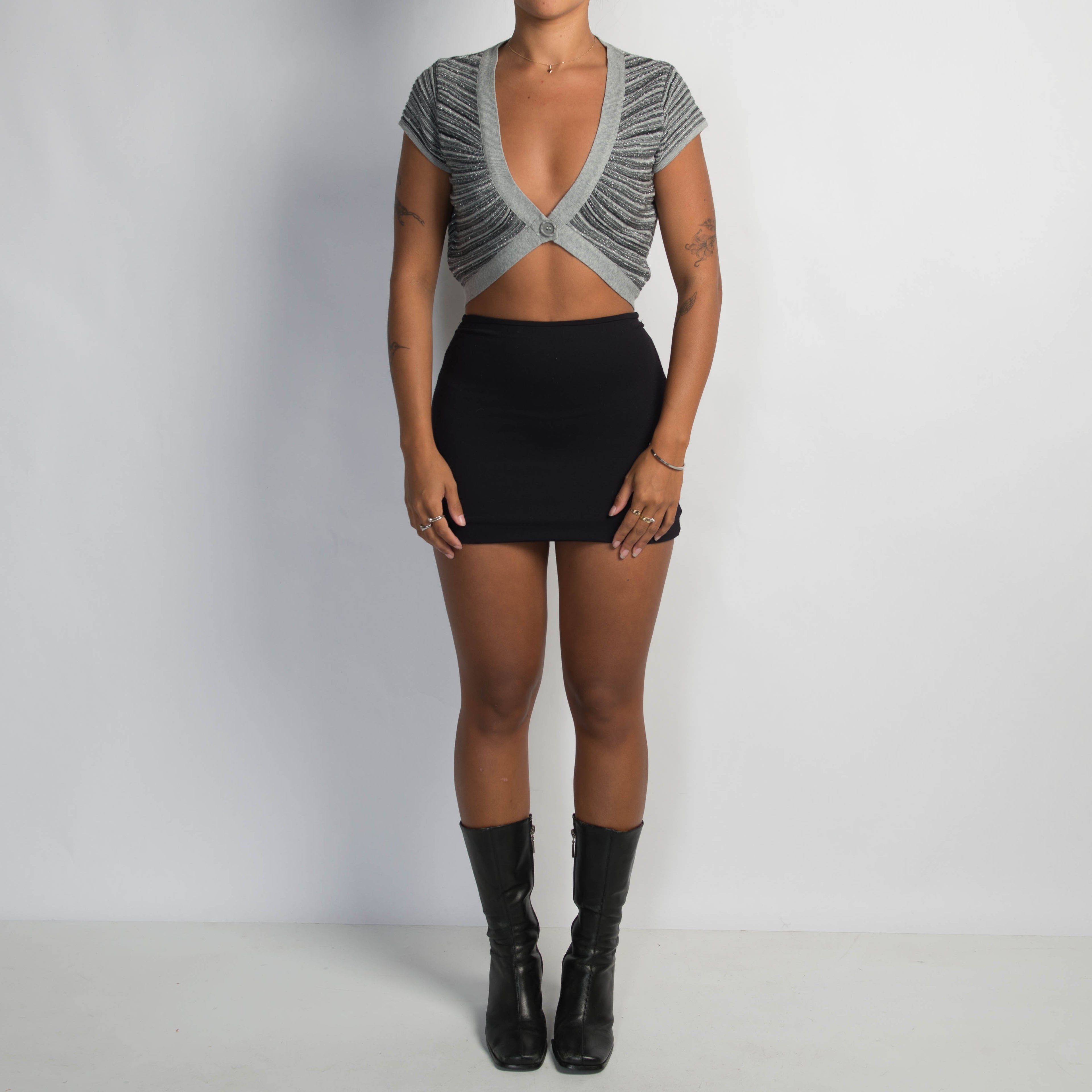 GREY STRIPE LUREX TOP