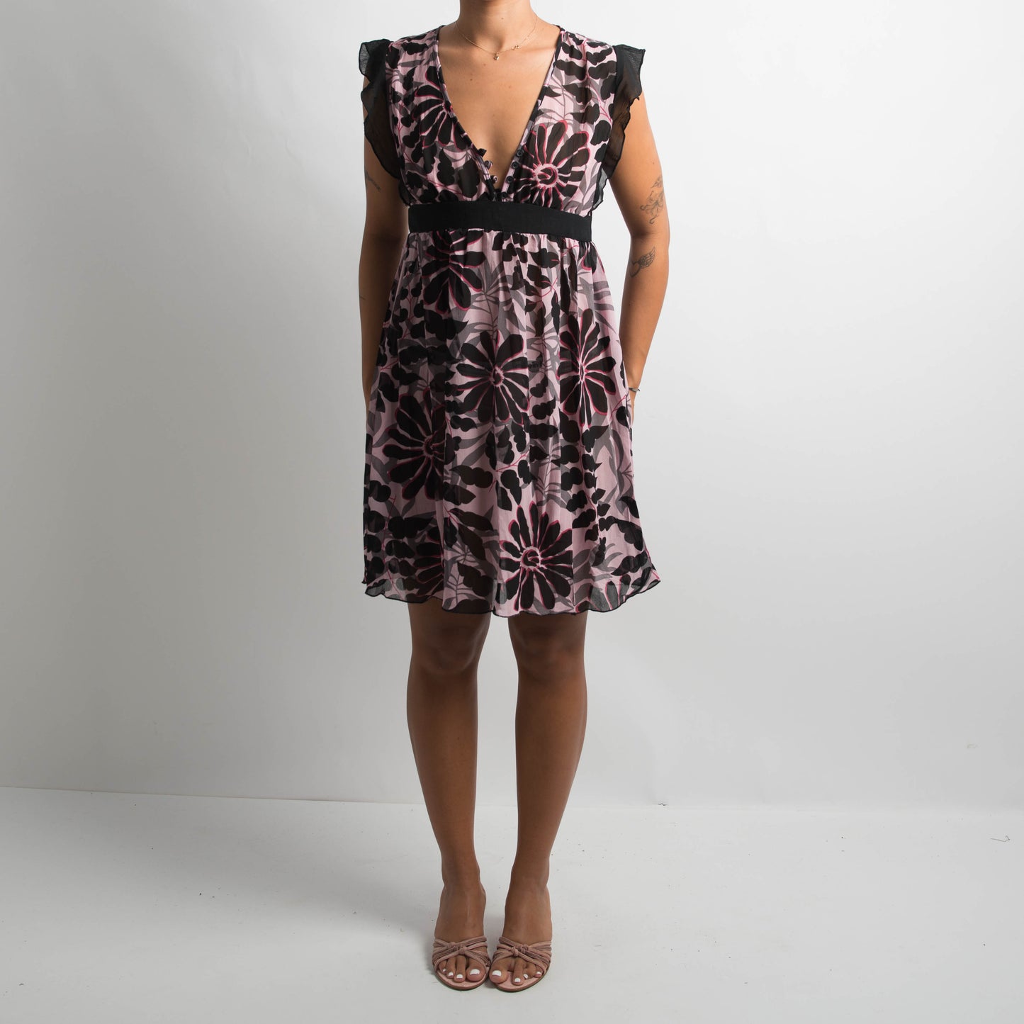 SHEER PATTERNED MINI DRESS