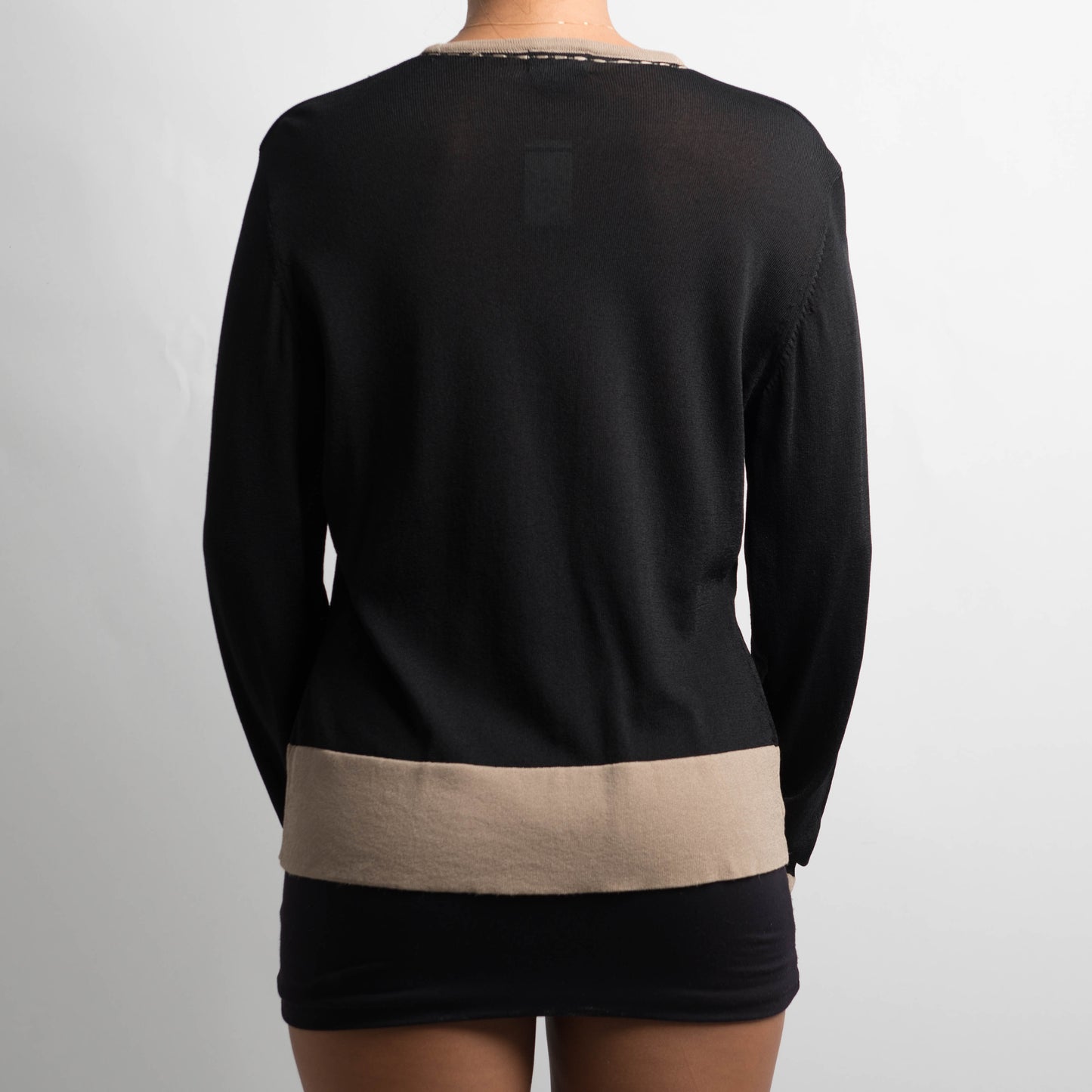BEIGE TRIM CARDIGAN