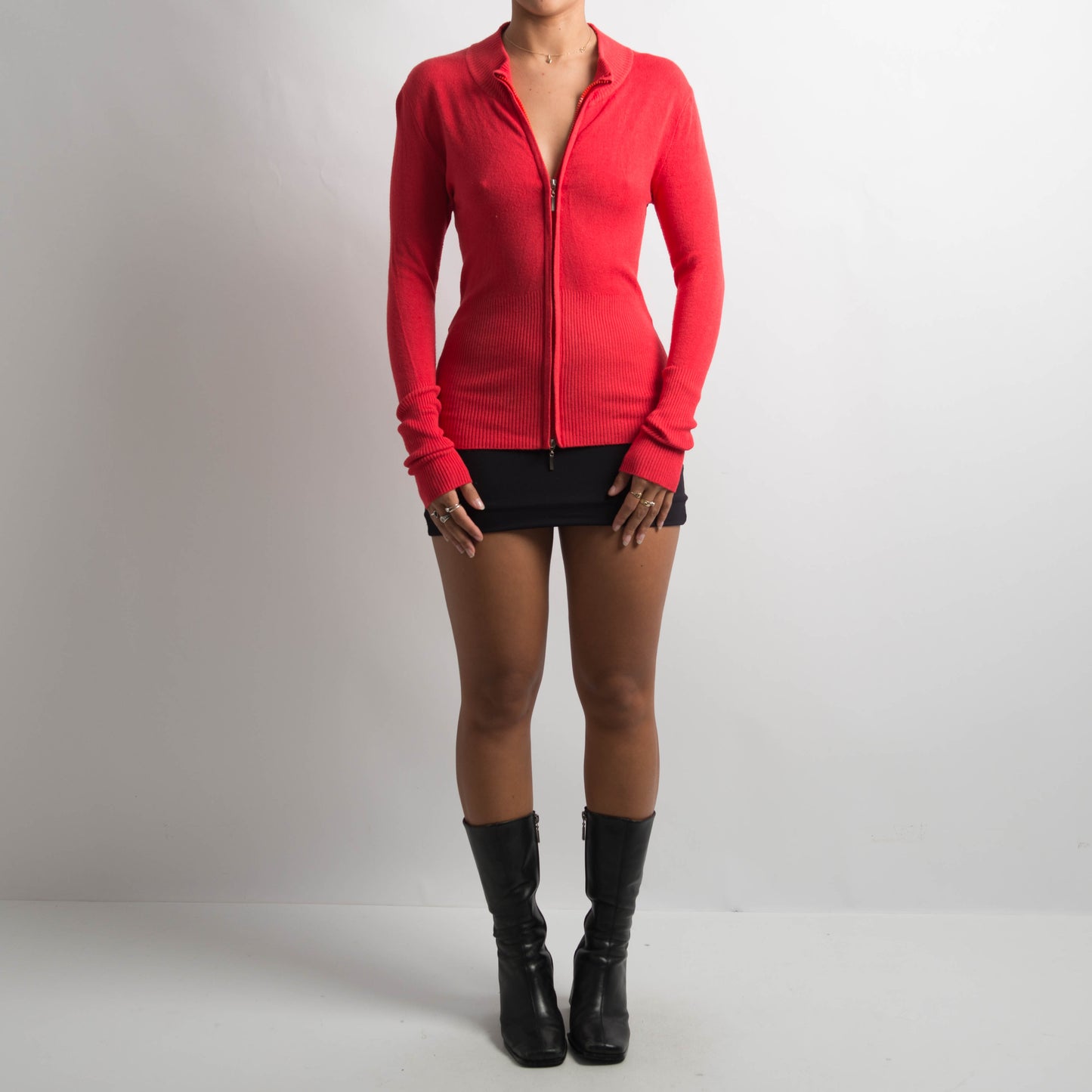 BRIGHT ZIP KNIT TOP