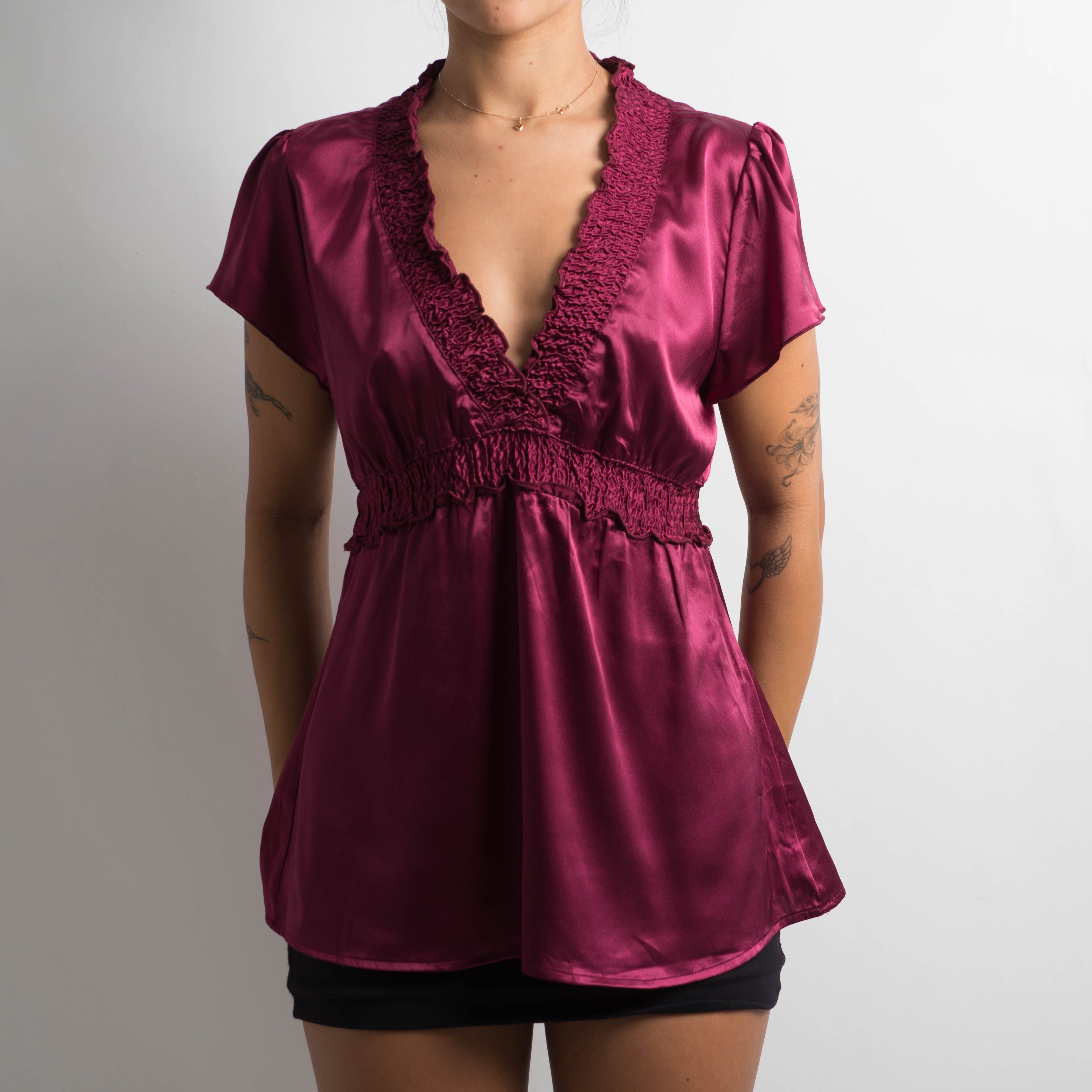 MAROON SATIN TOP