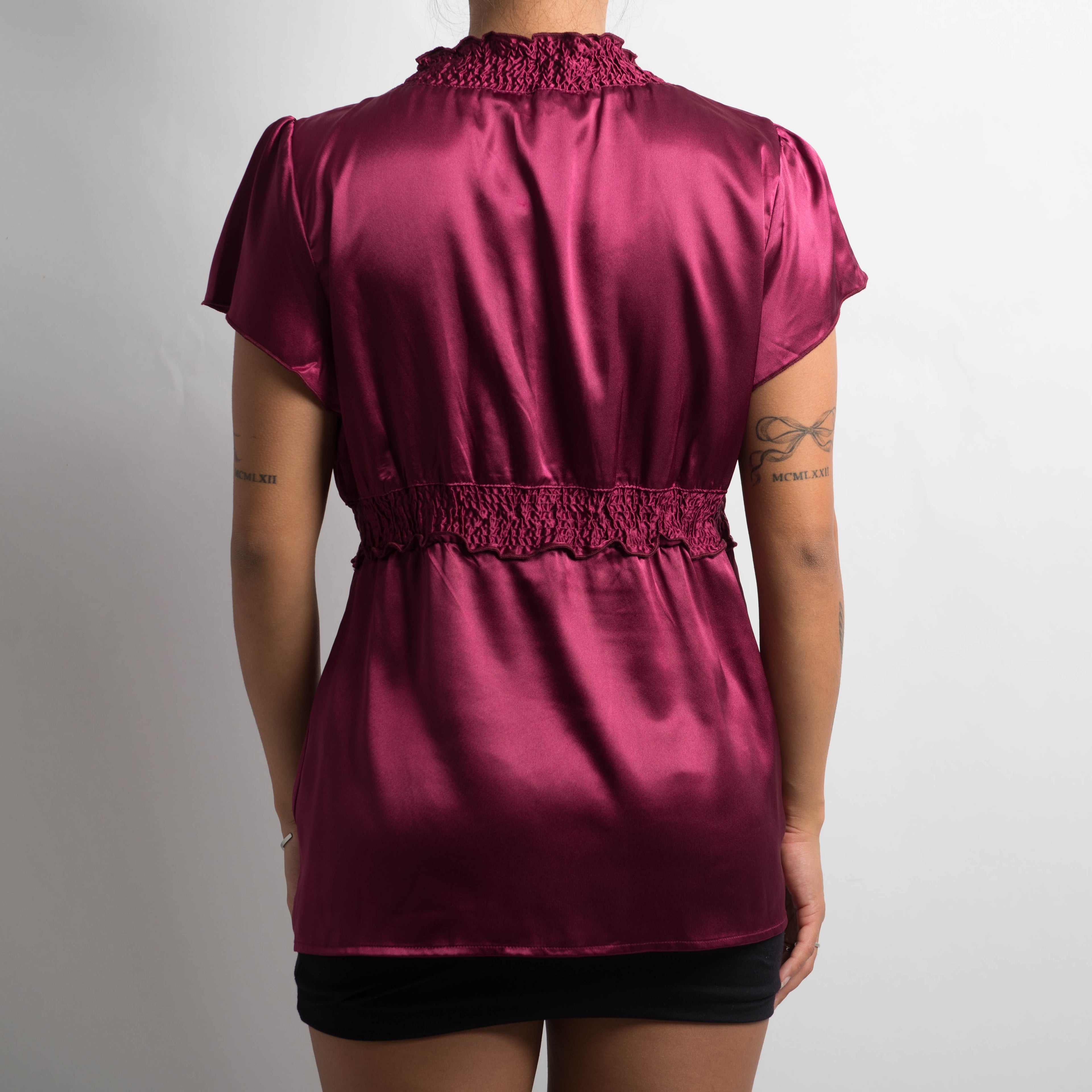 MAROON SATIN TOP