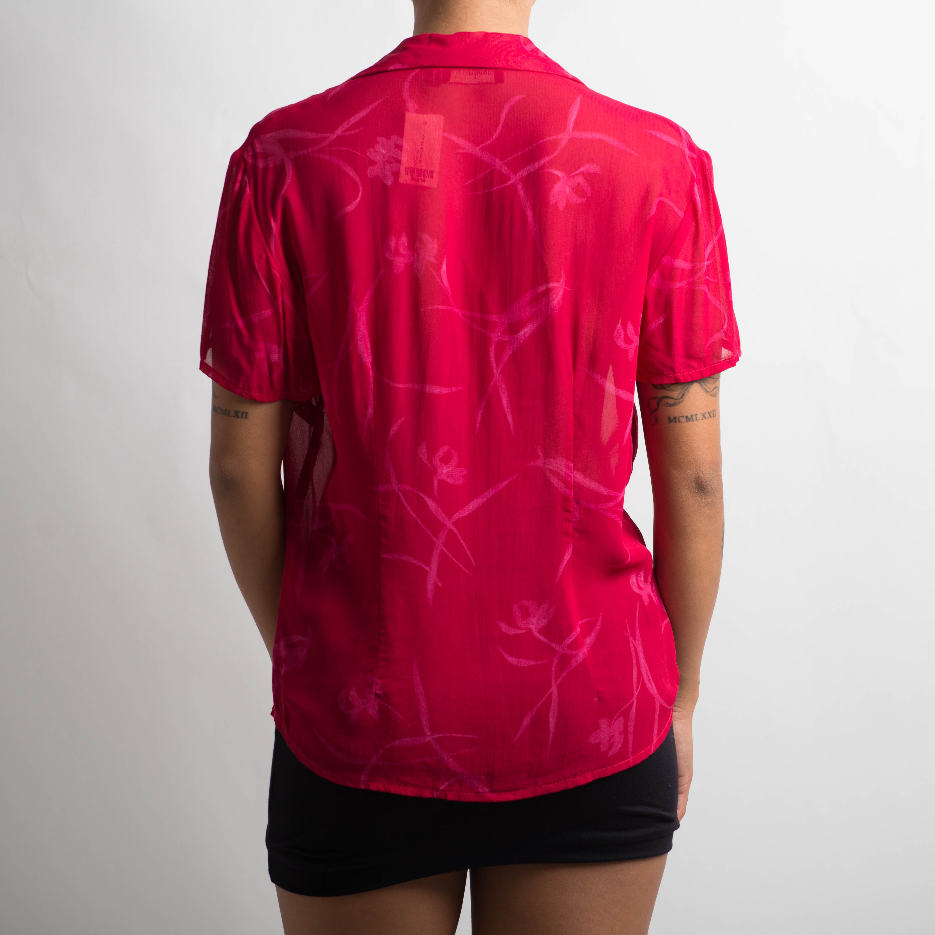 SHEER SHORT SLEEVE BLOUSE