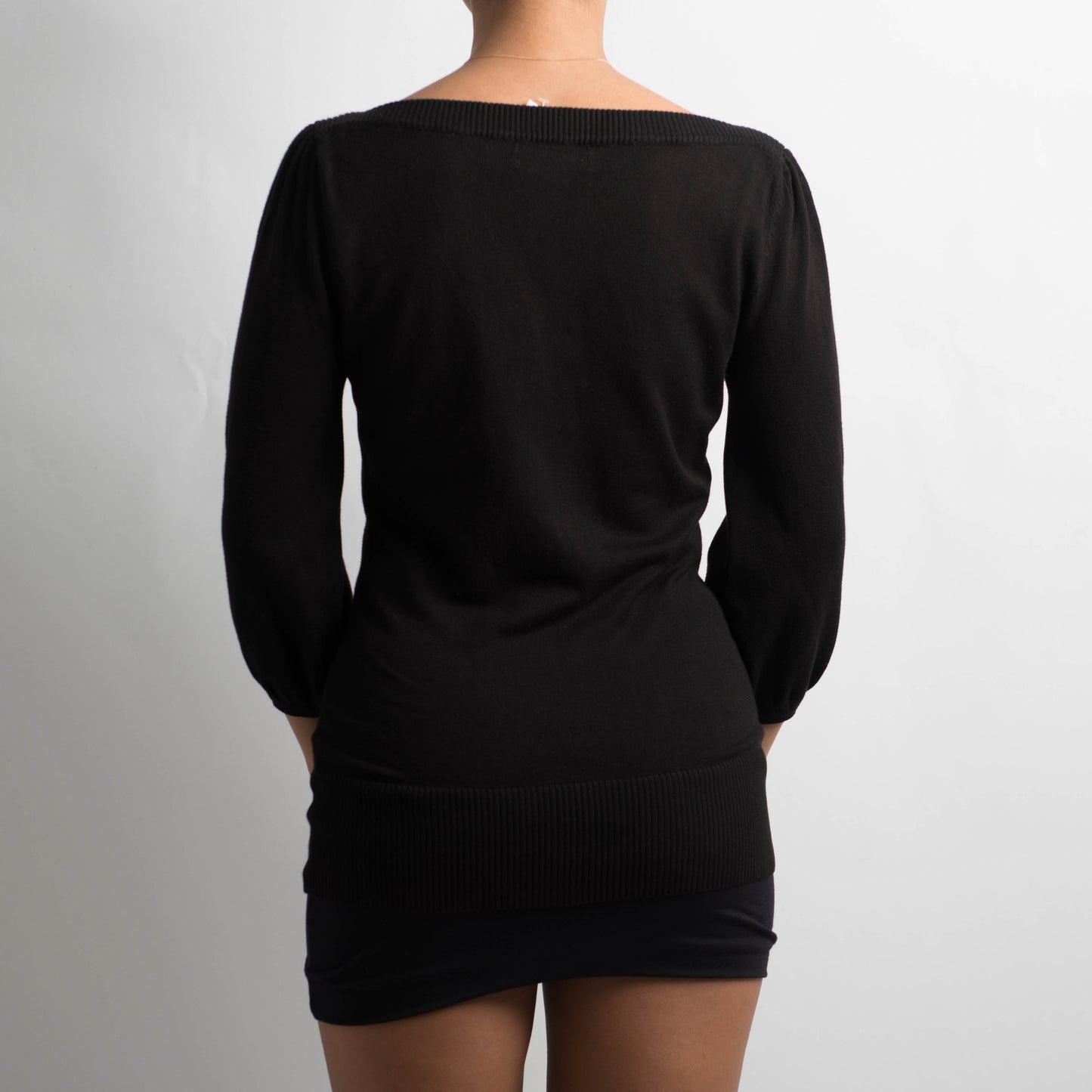 BLACK KNIT 3/4 SLEEVE TOP