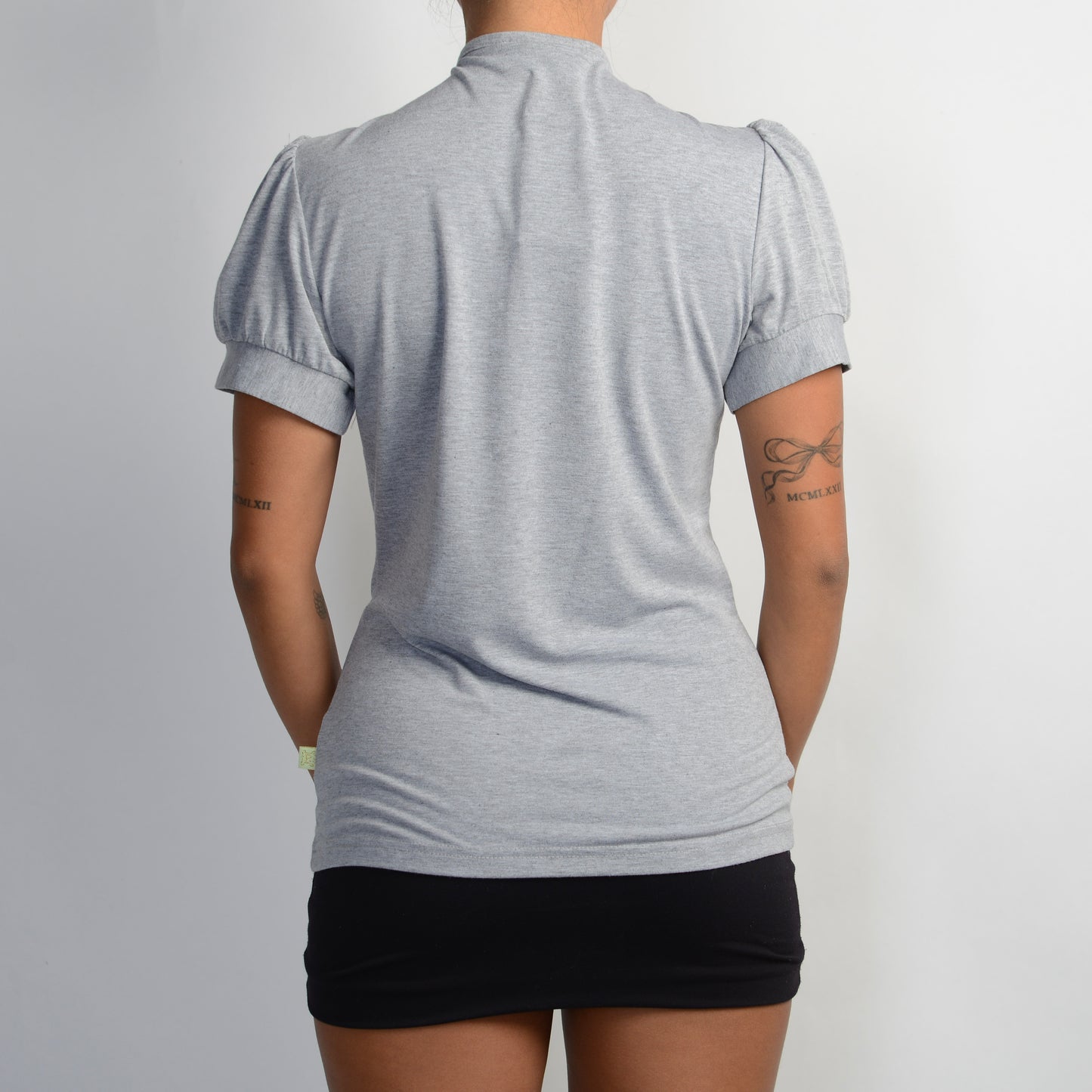 GREY RUFFLE BLOUSE
