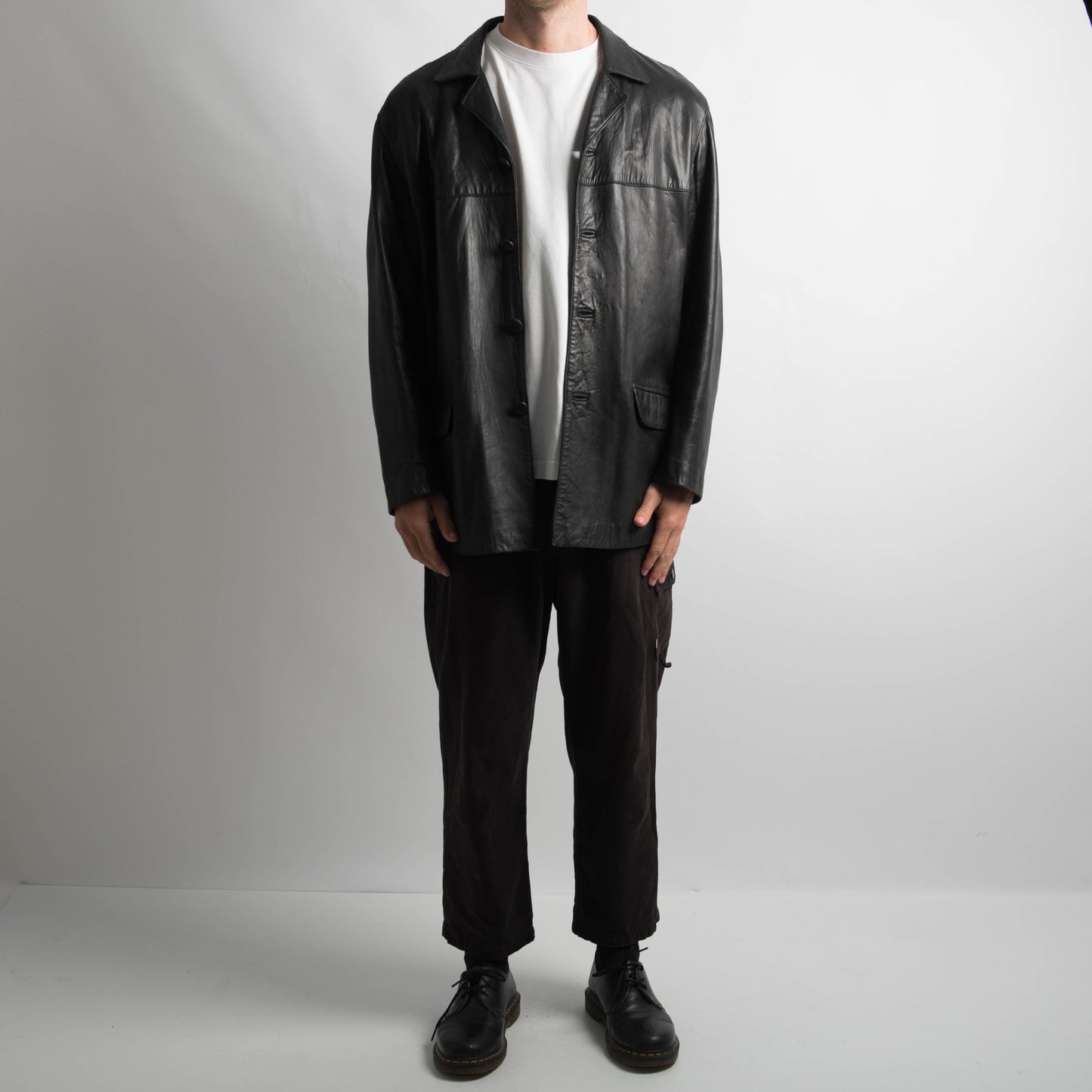 BLACK LEATHER COAT