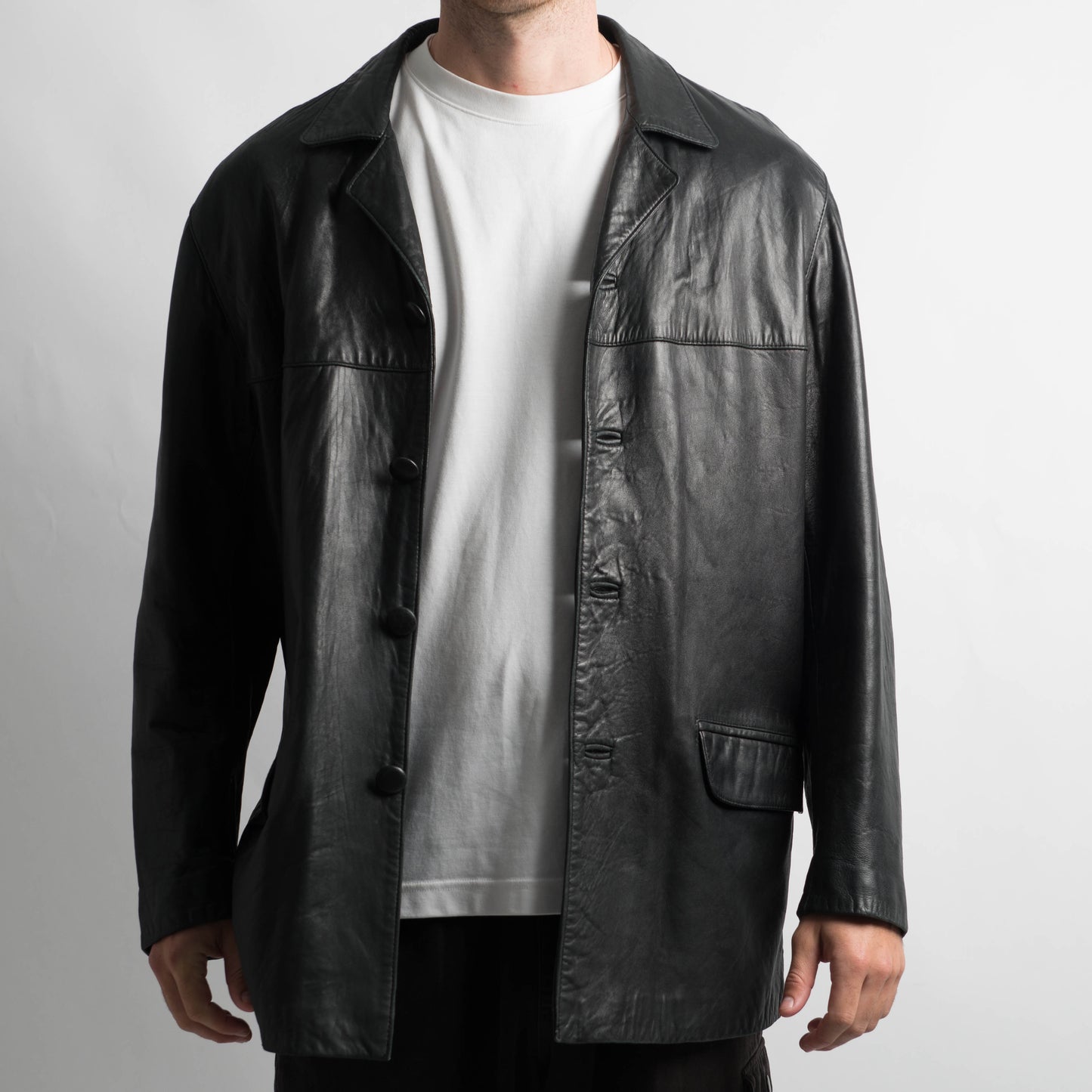 BLACK LEATHER COAT