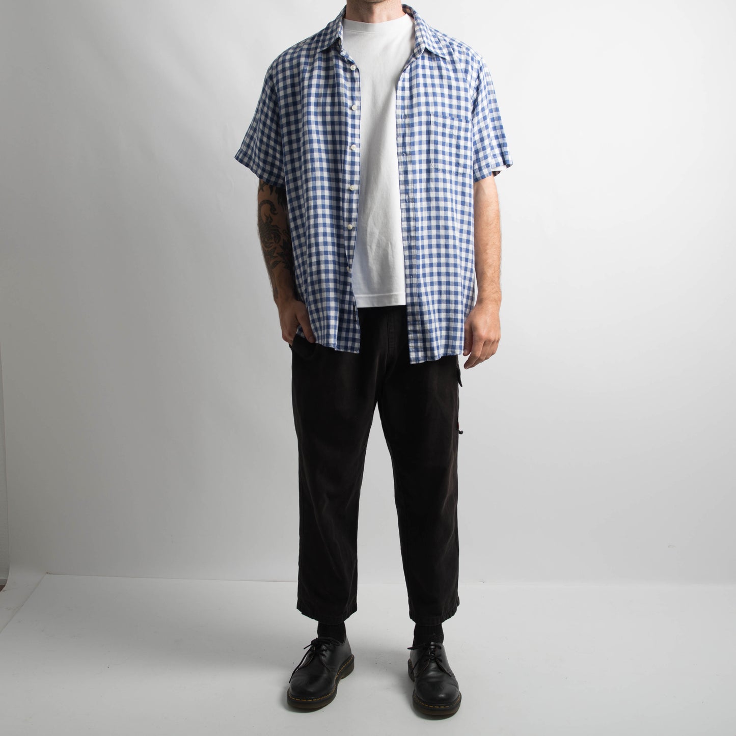 BLUE CHECK BUTTON UP SHIRT
