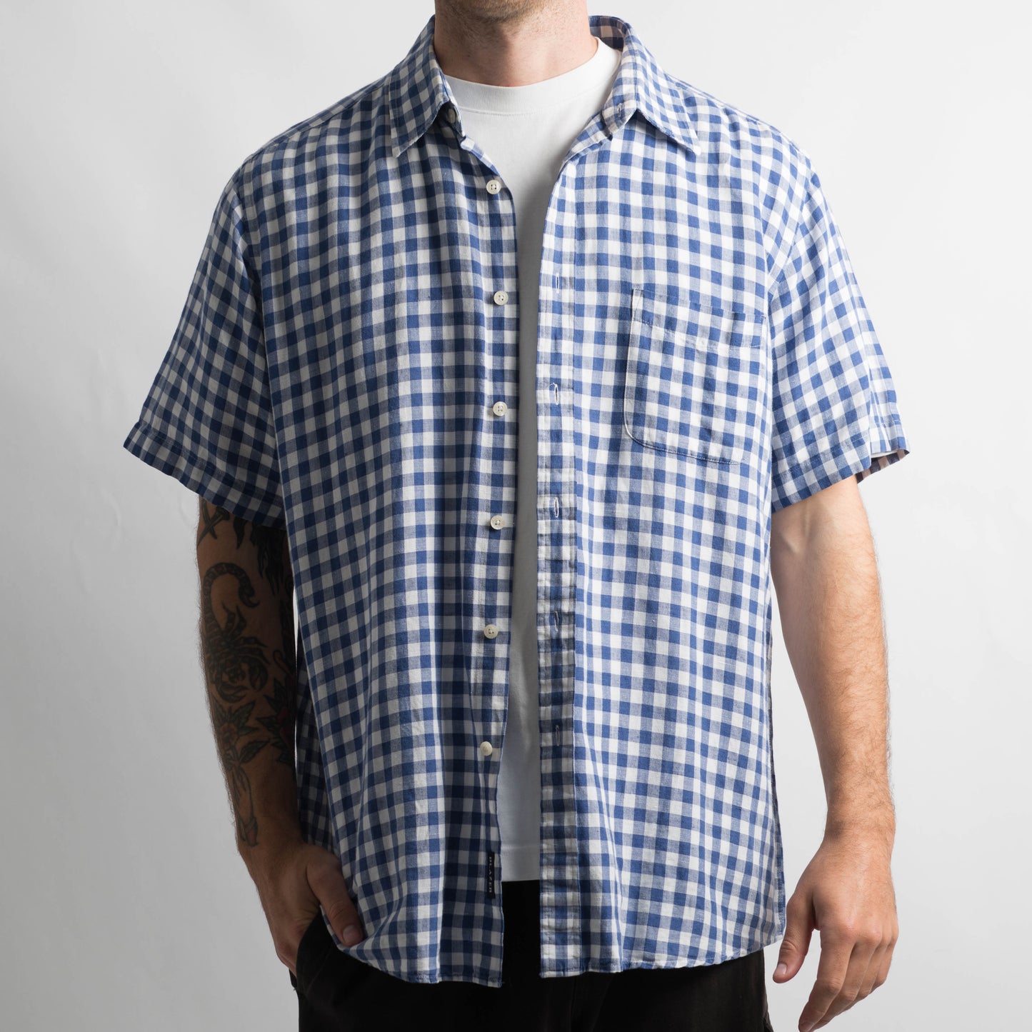 BLUE CHECK BUTTON UP SHIRT