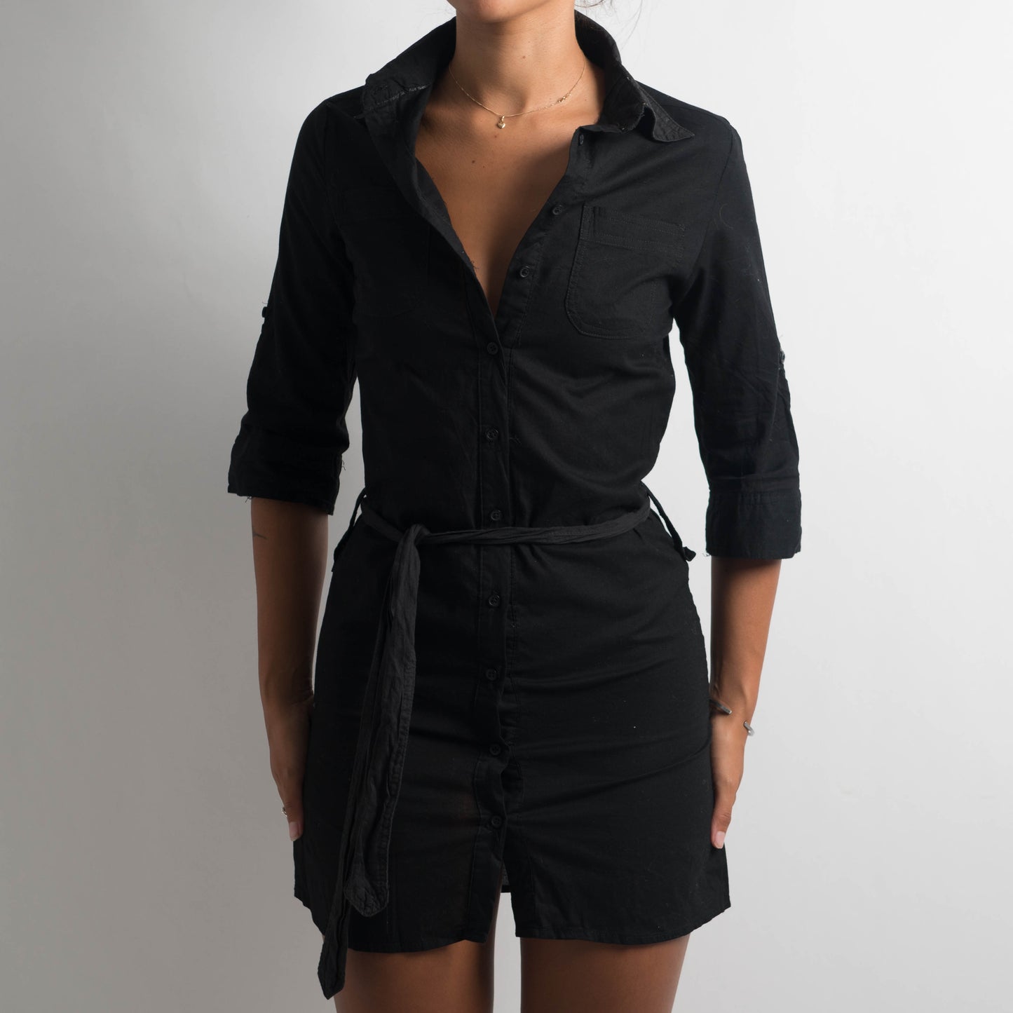 BLACK SHIRT DRESS