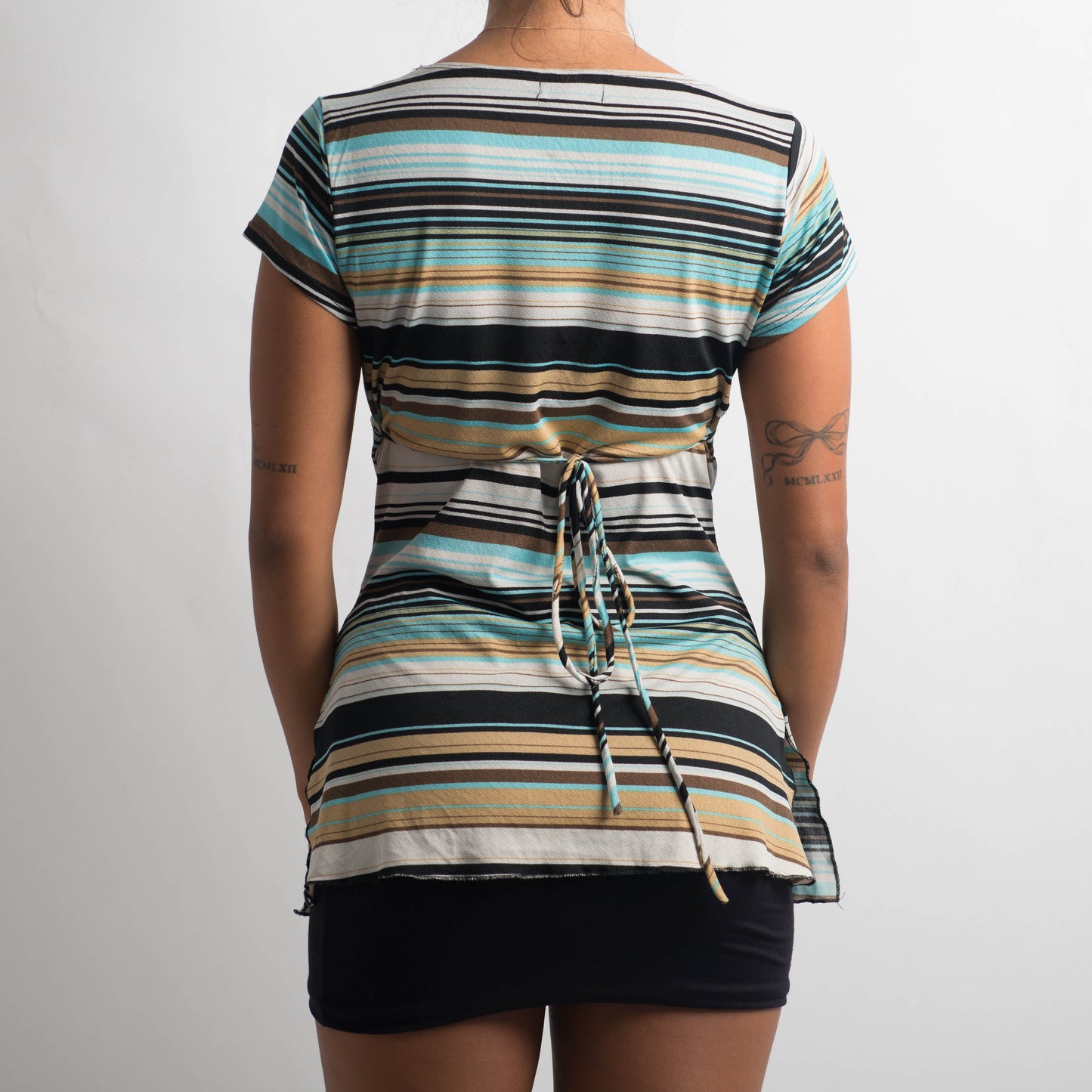 STRIPE BABYDOLL MESH TOP