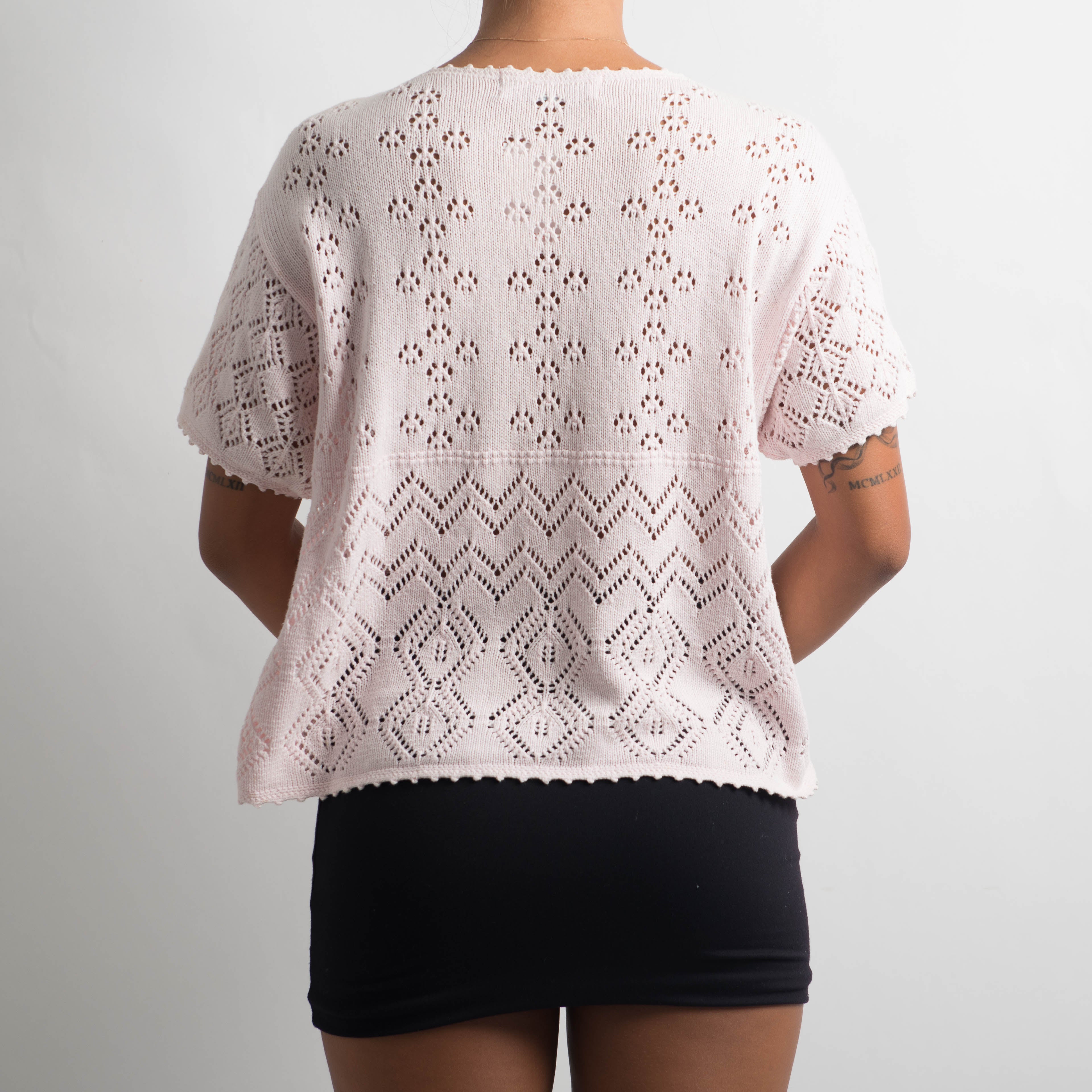PALE PINK BRODERIE KNIT TOP