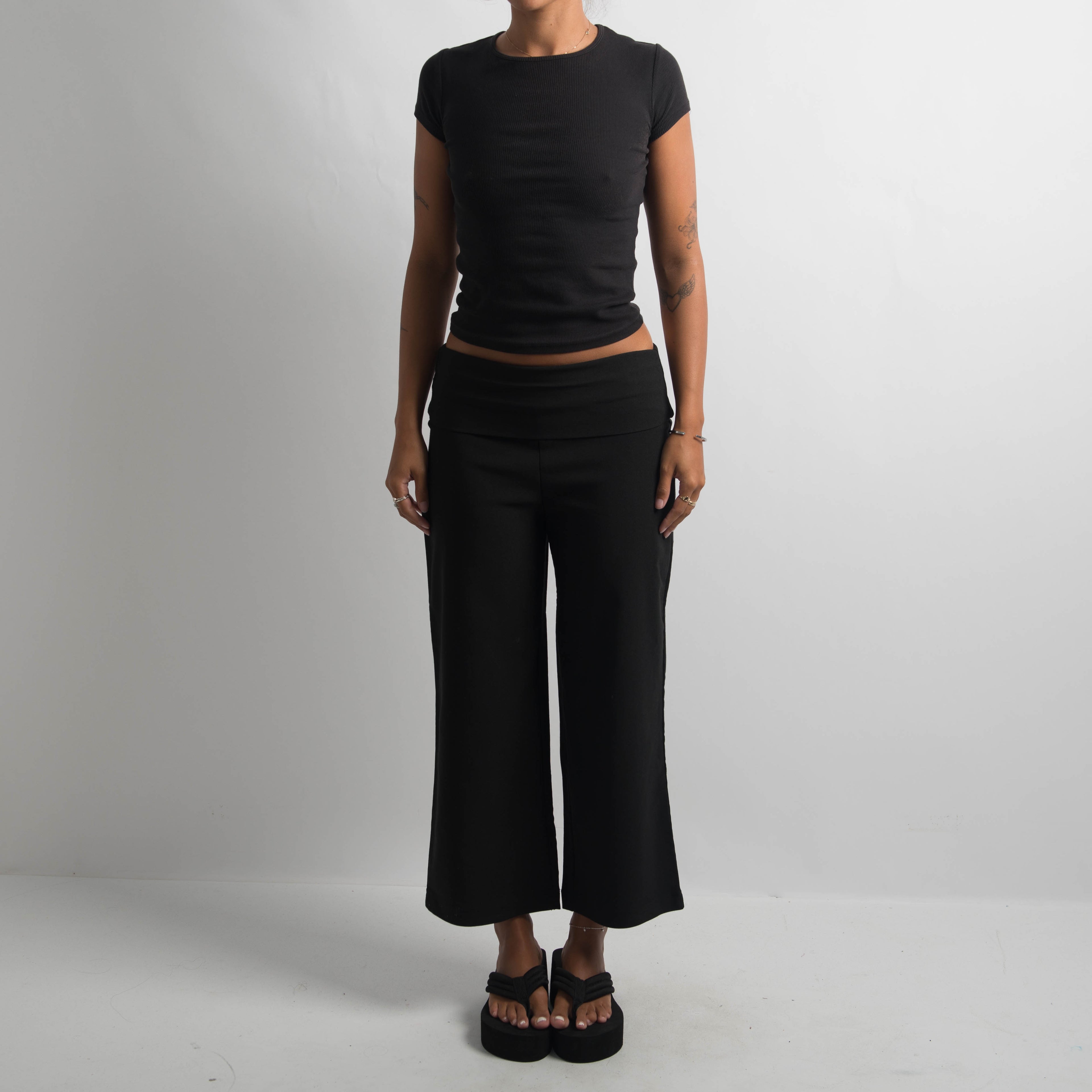 BLACK FOLD OVER PANTS