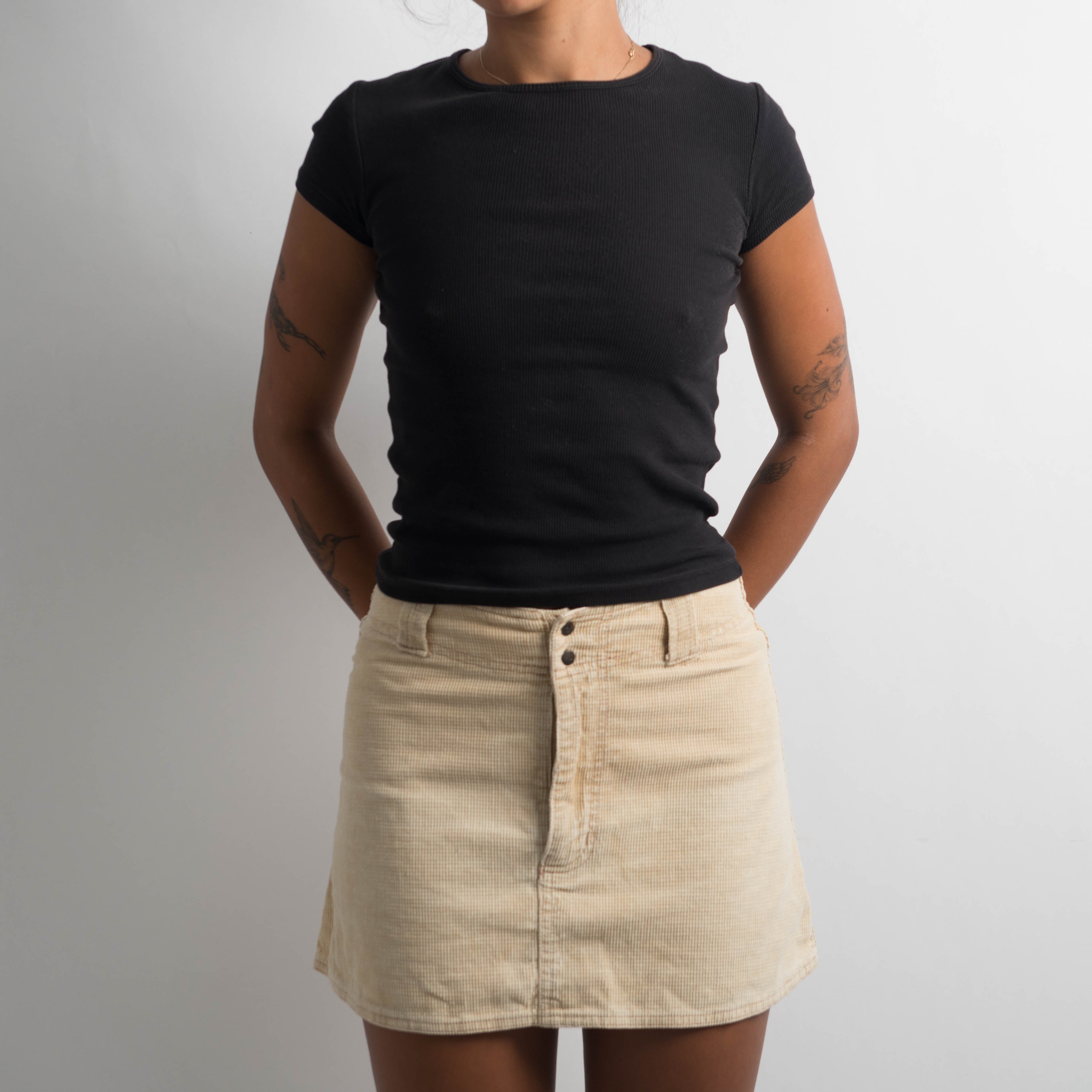 TAN CORDUROY MINI SKIRT