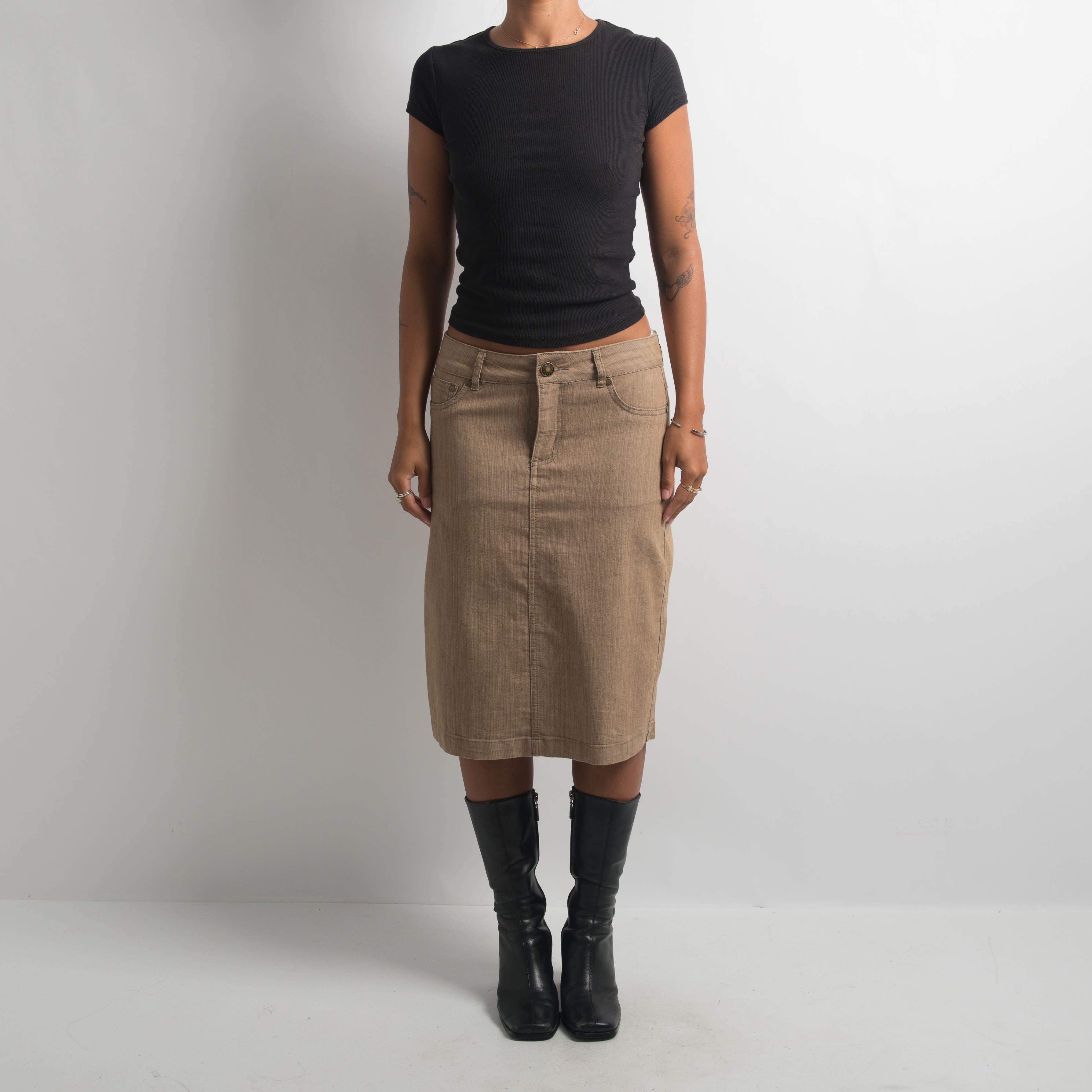 BROWN MIDI SKIRT