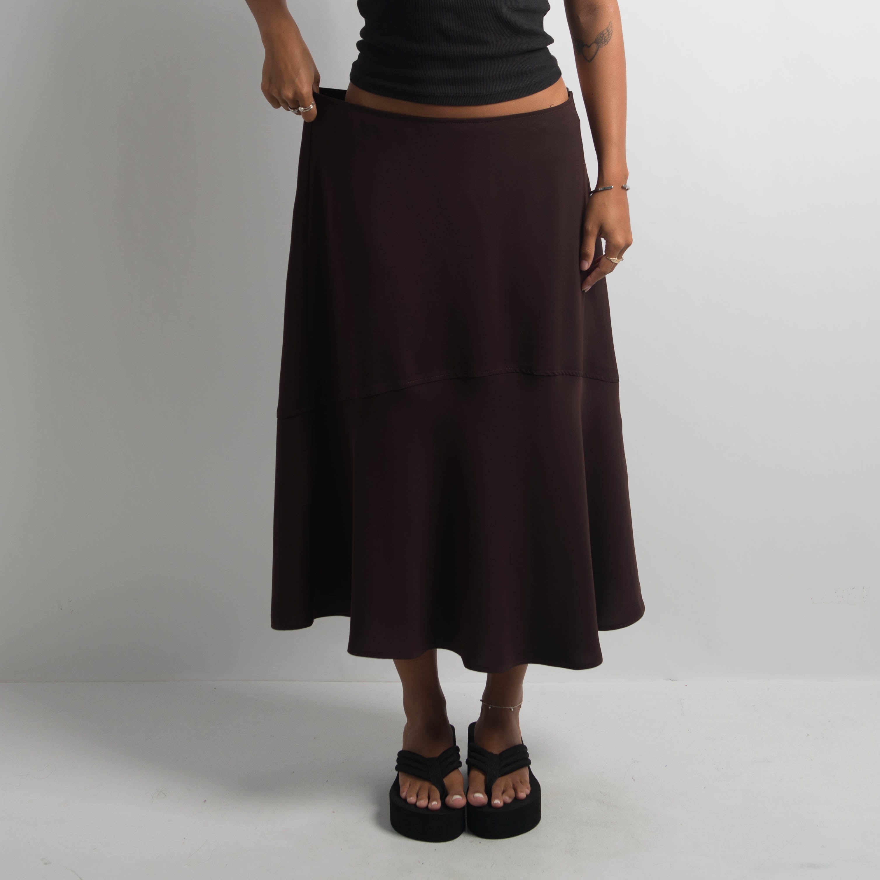BROWN LONGLINE SKIRT