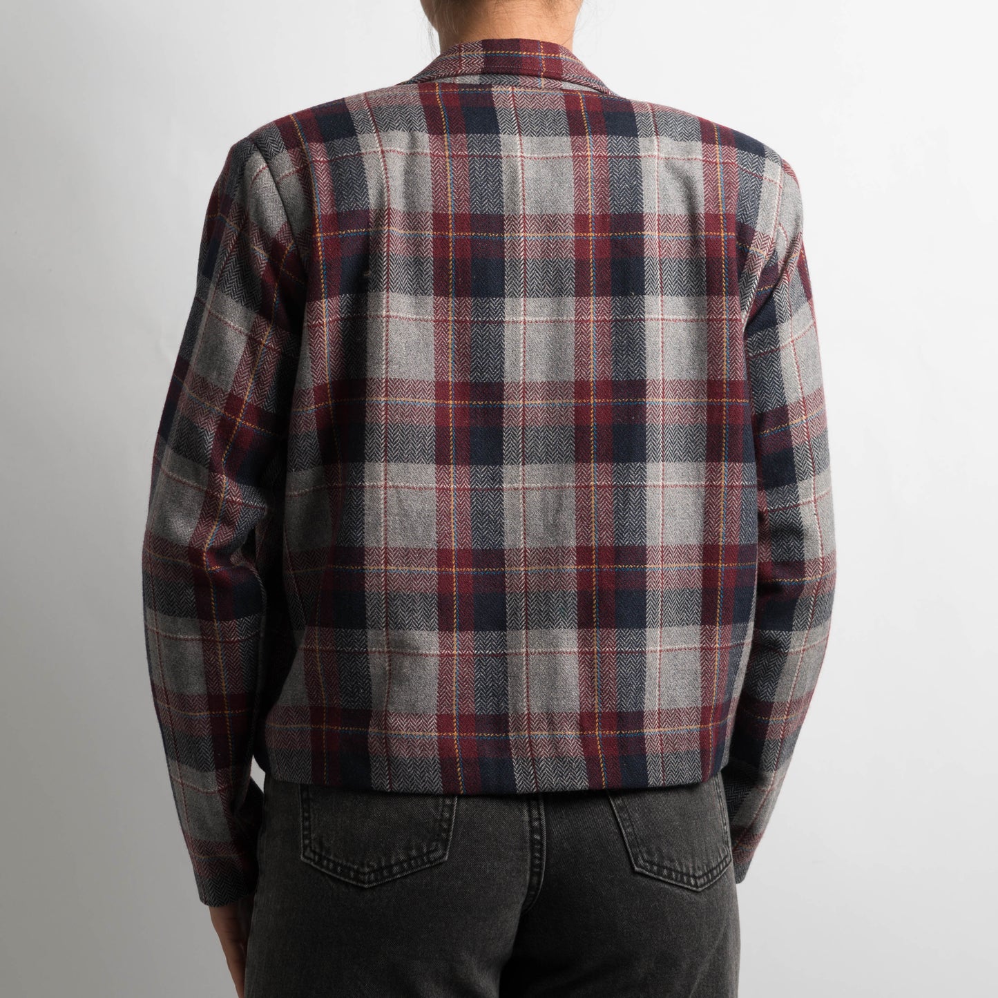 PLAID CROP BLAZER