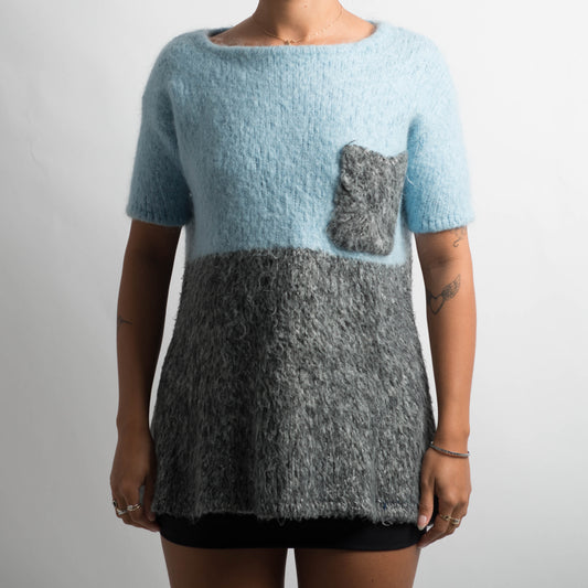 SHORT SLEEVE KNIT SWEATER