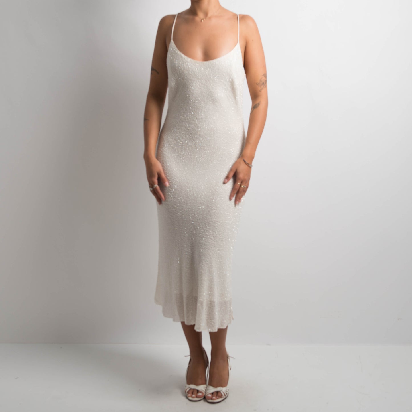 IVORY SILK BEADED DRESS