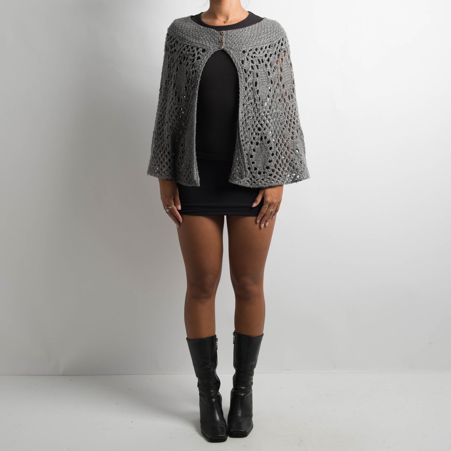 GREY CROCHET PONCHO / SKIRT