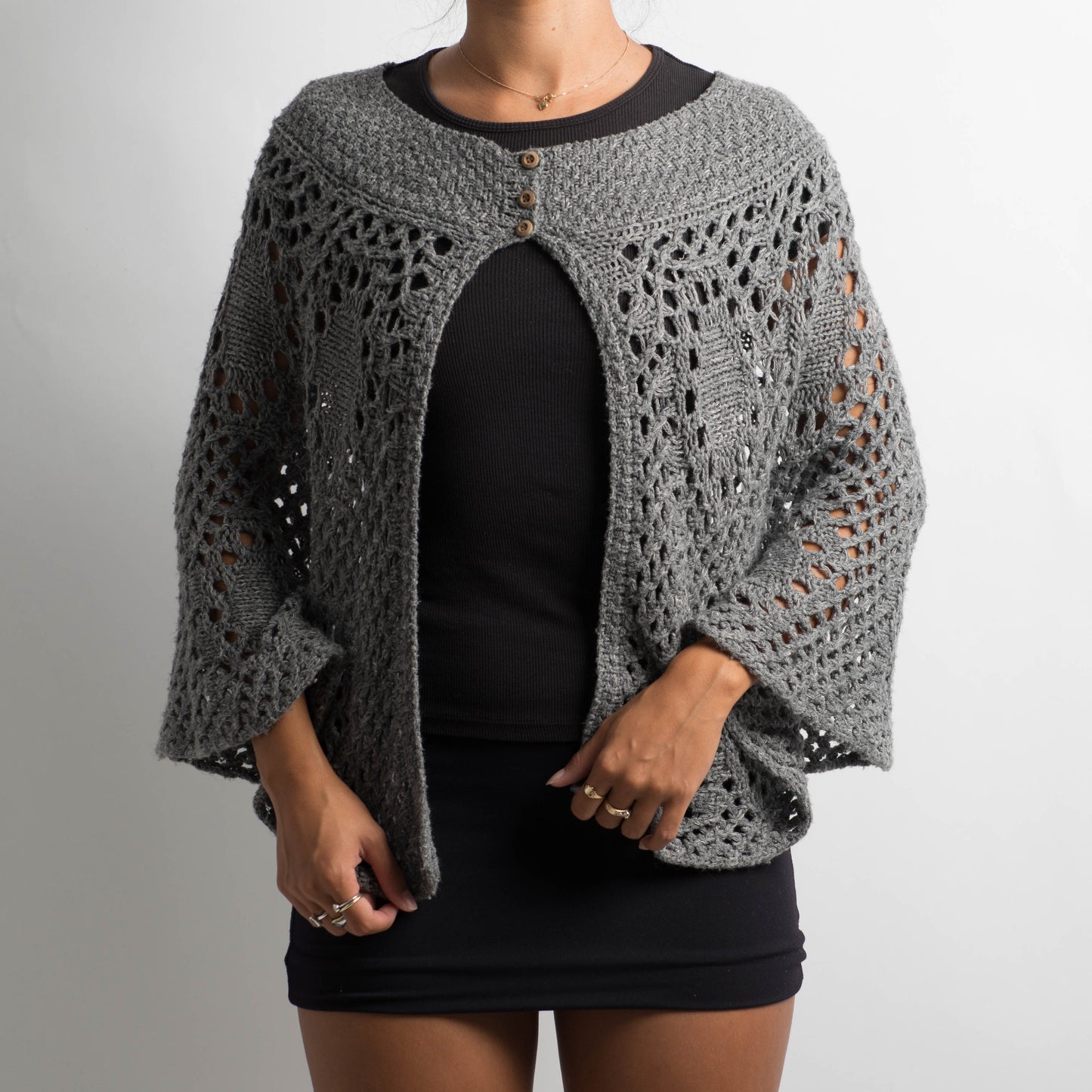 GREY CROCHET PONCHO / SKIRT