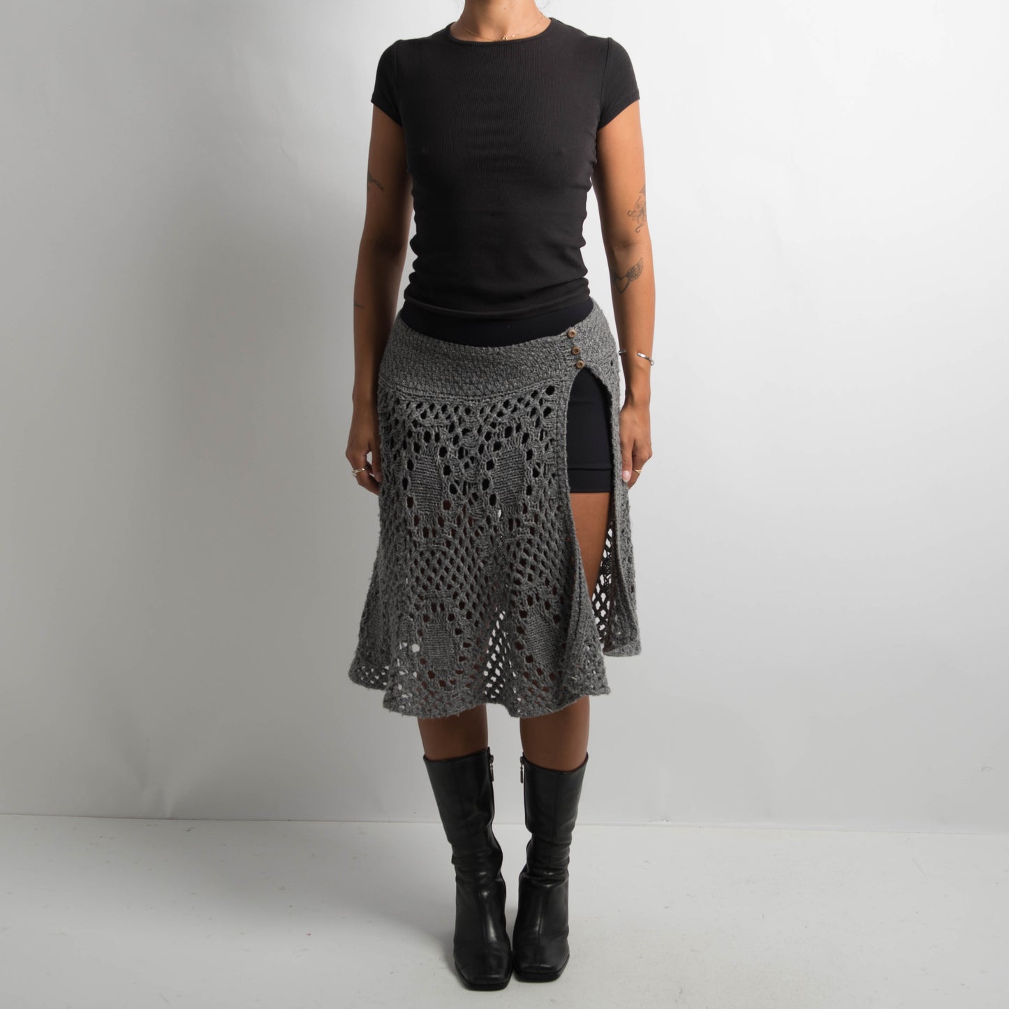 GREY CROCHET PONCHO / SKIRT