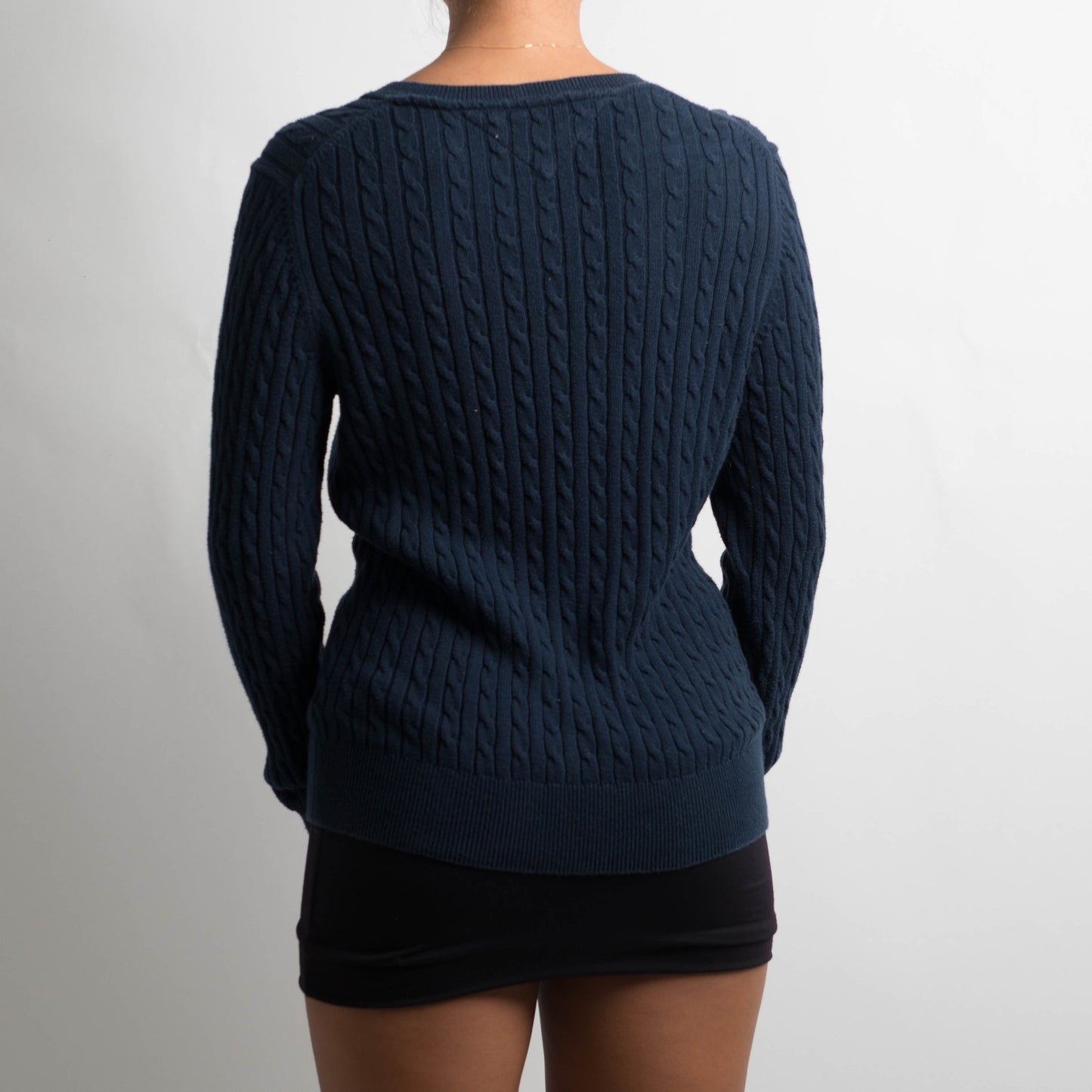 NAVY KNIT LONG SLEEVE TOP