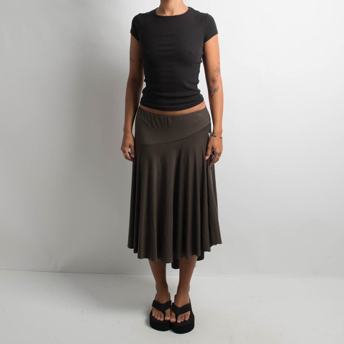 BROWN ASYMMETRIC SKIRT