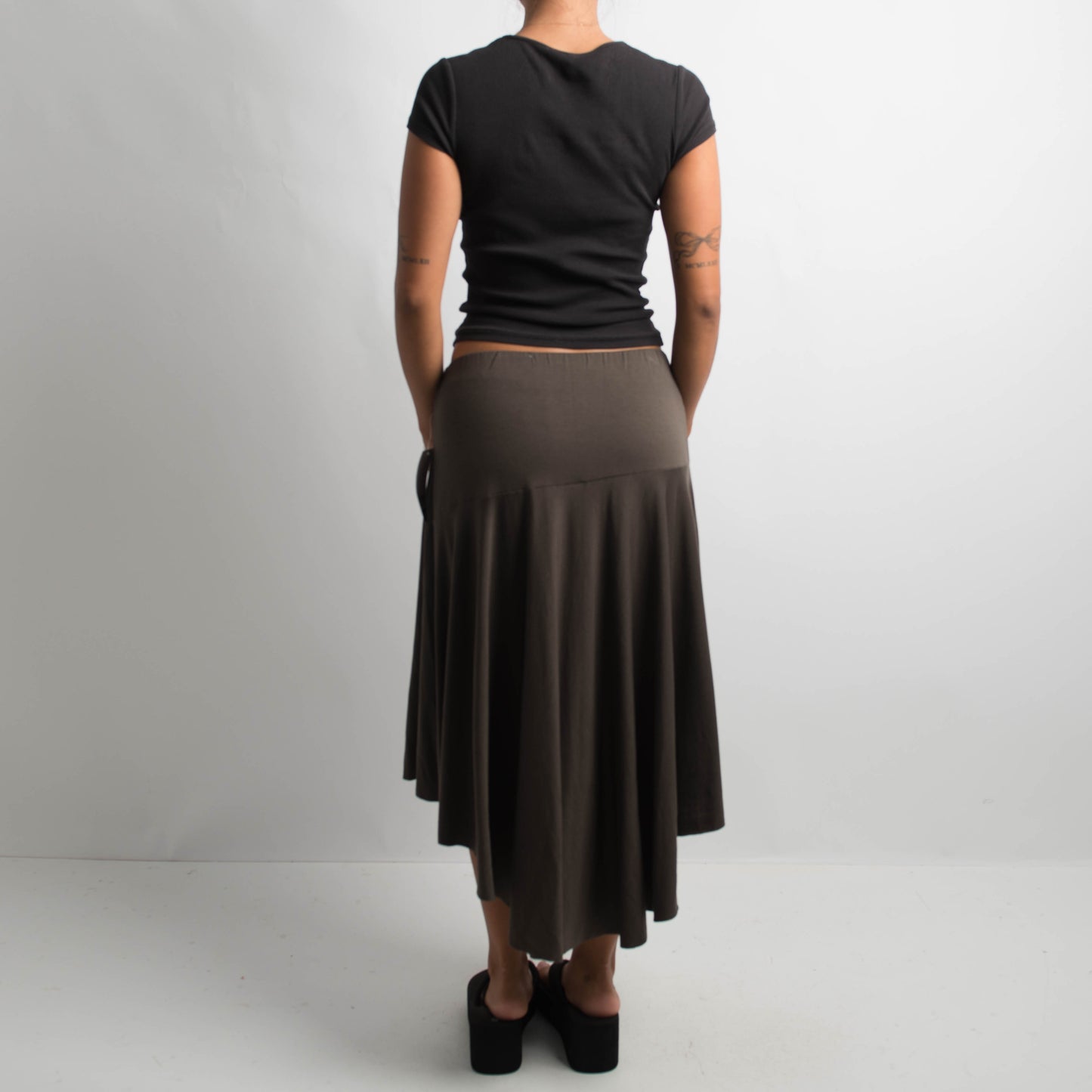BROWN ASYMMETRIC SKIRT