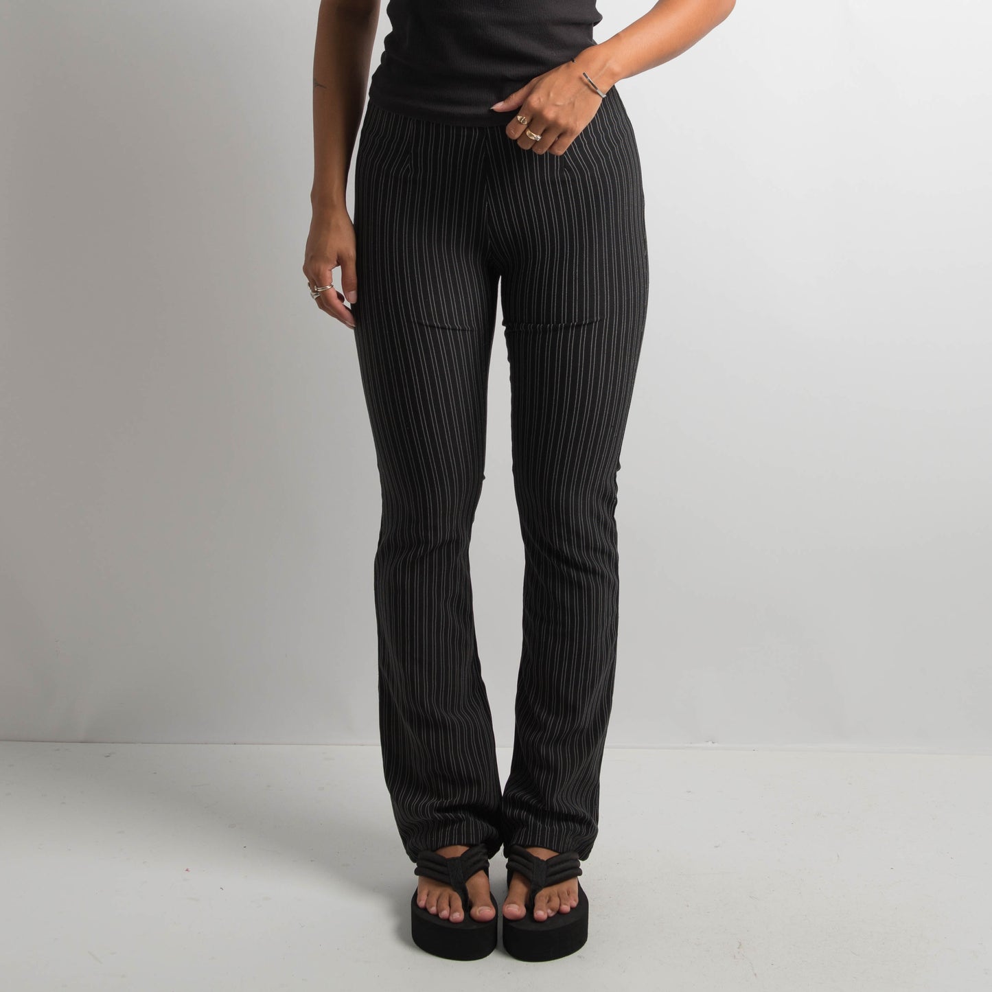 PINSTRIPE BOOTCUT PANTS