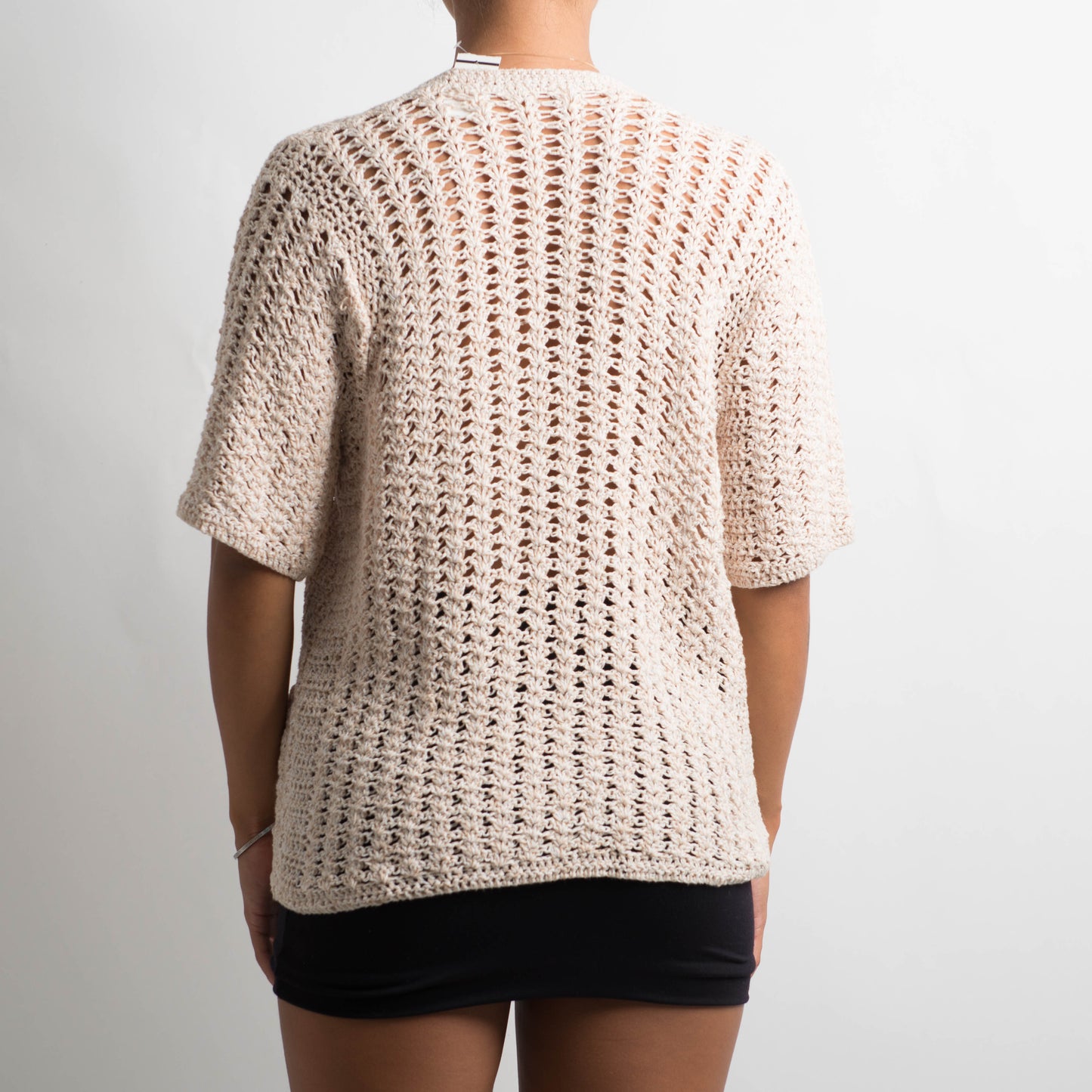 CREAM CROCHET FRONT BUTTON TOP