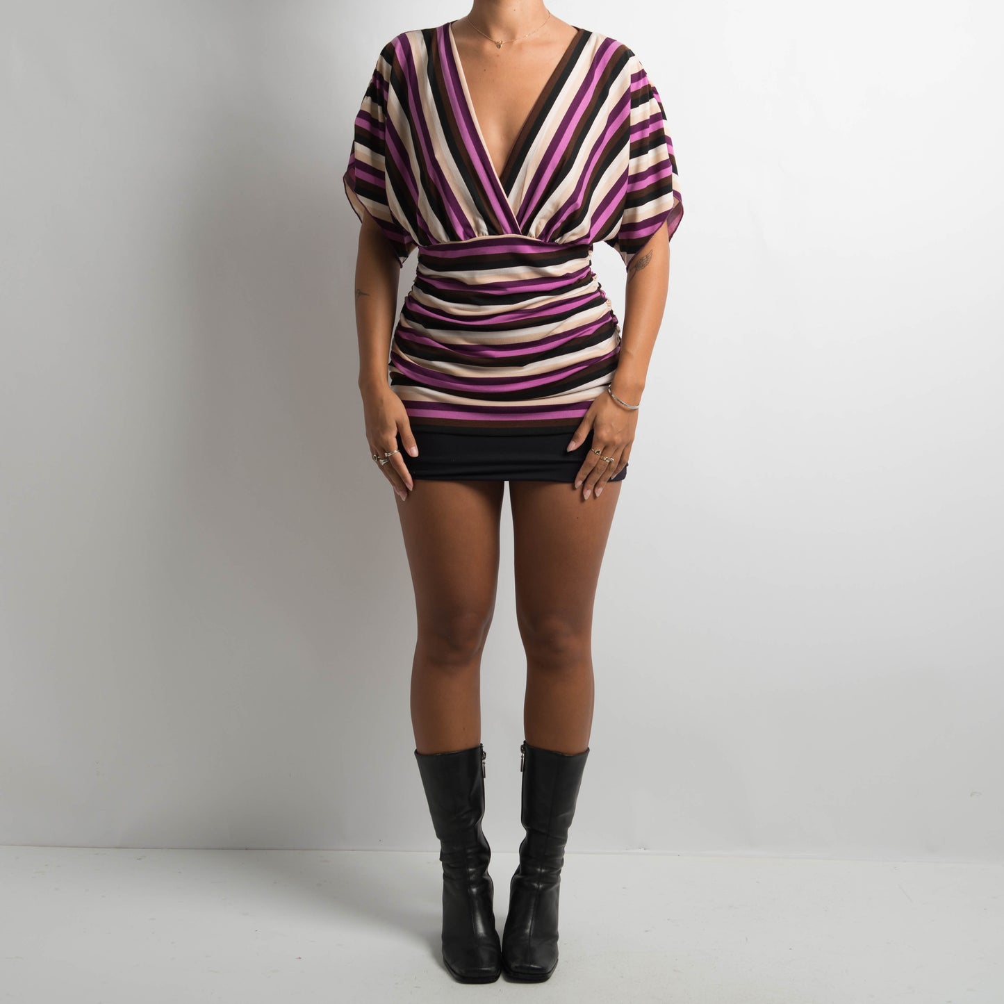 PURPLE STRIPED STRETCH TOP