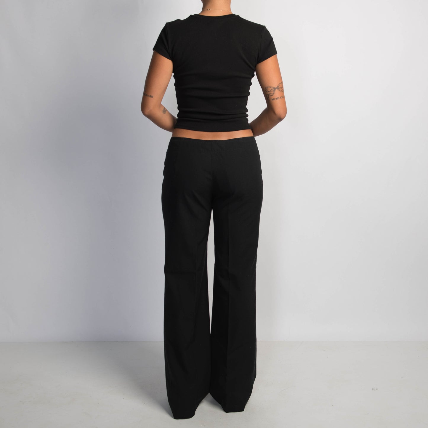 BLACK WIDE LEG TROUSERS