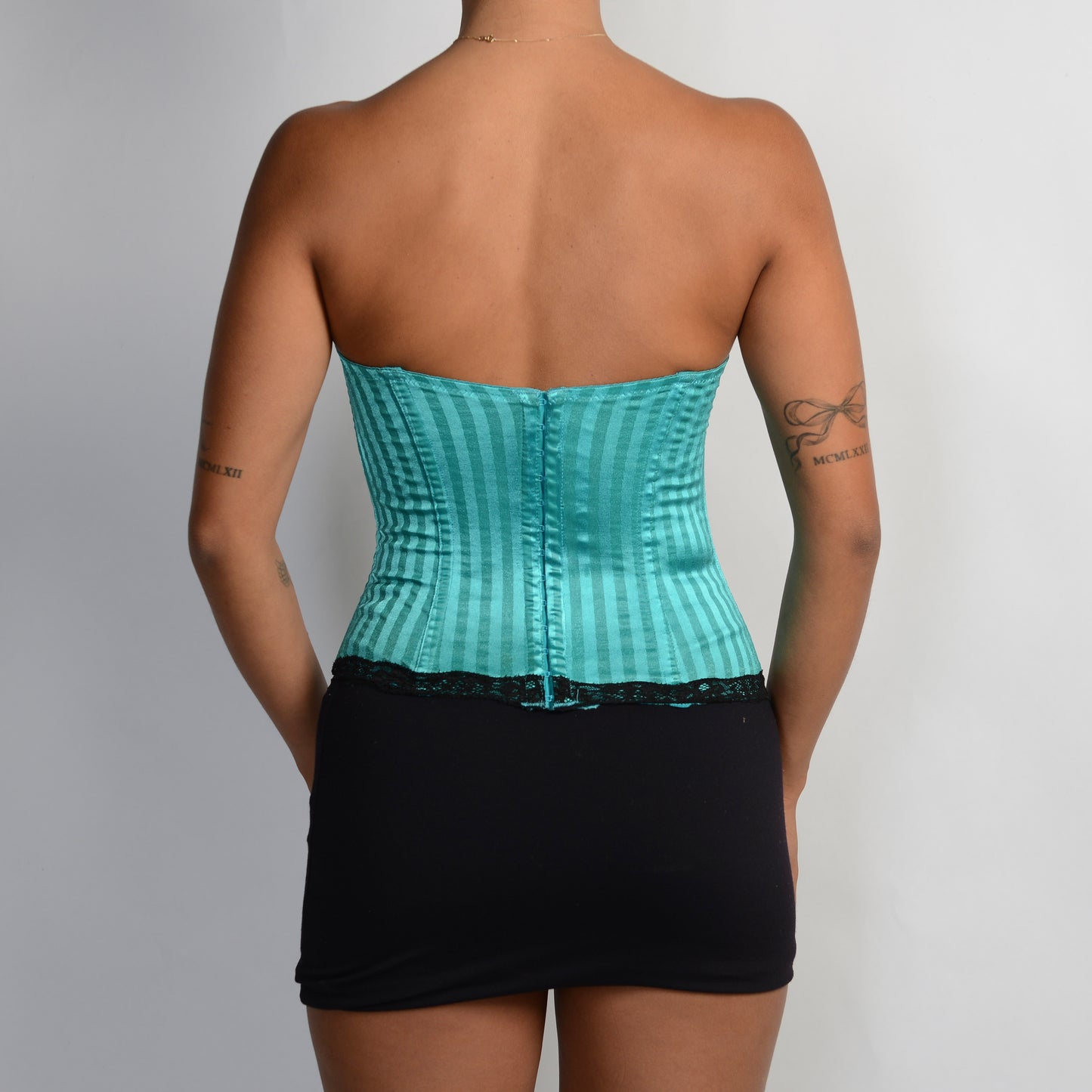 TEAL SATIN BUSTIER