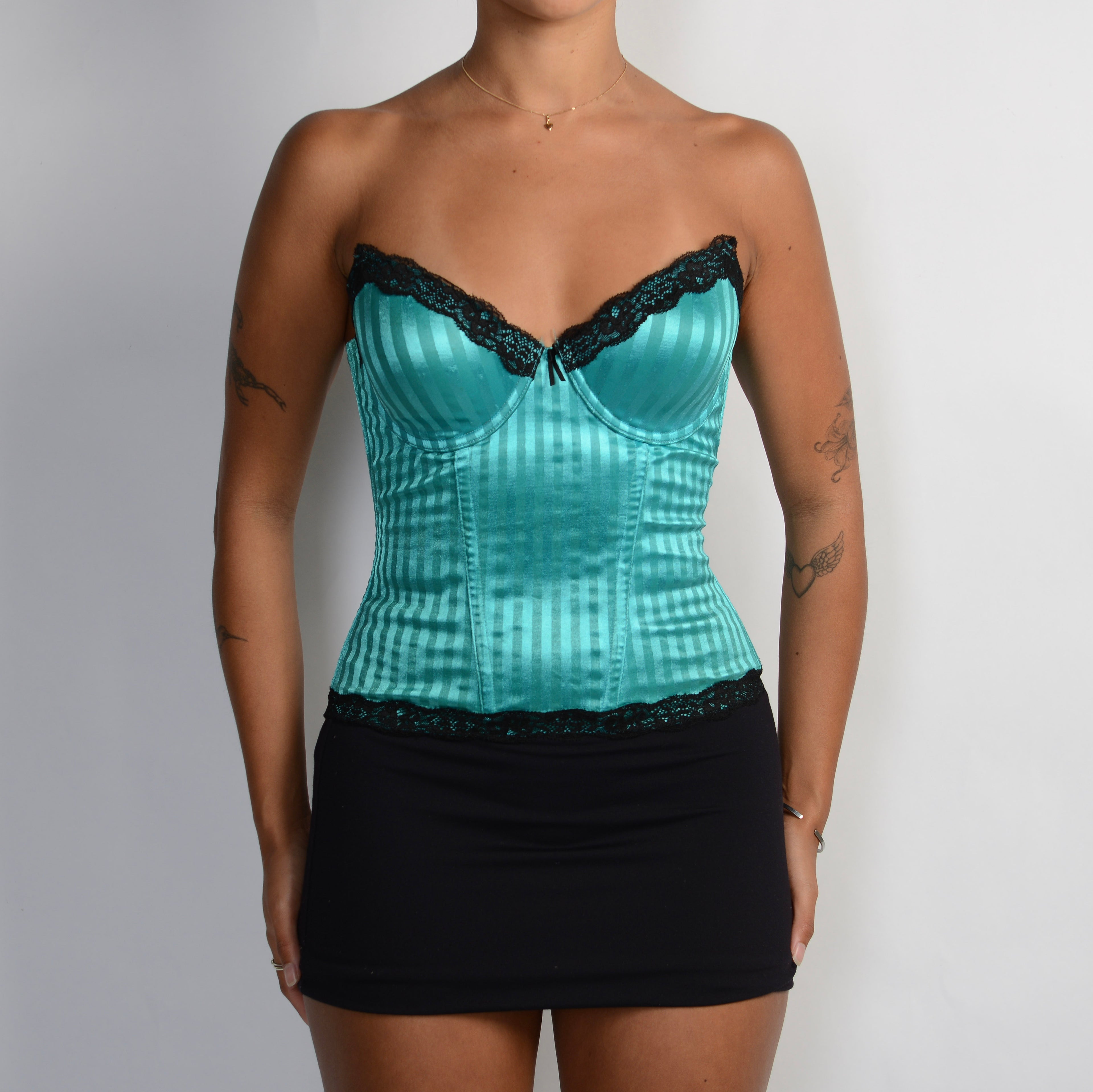 TEAL SATIN BUSTIER